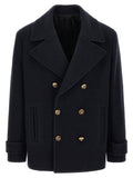Balmain blauer Mantel aus Schurwolle