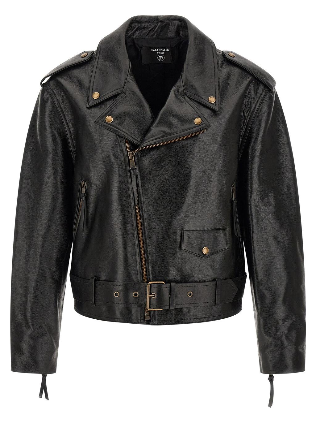 Balmain Jacke aus schwarzem Kalbsleder