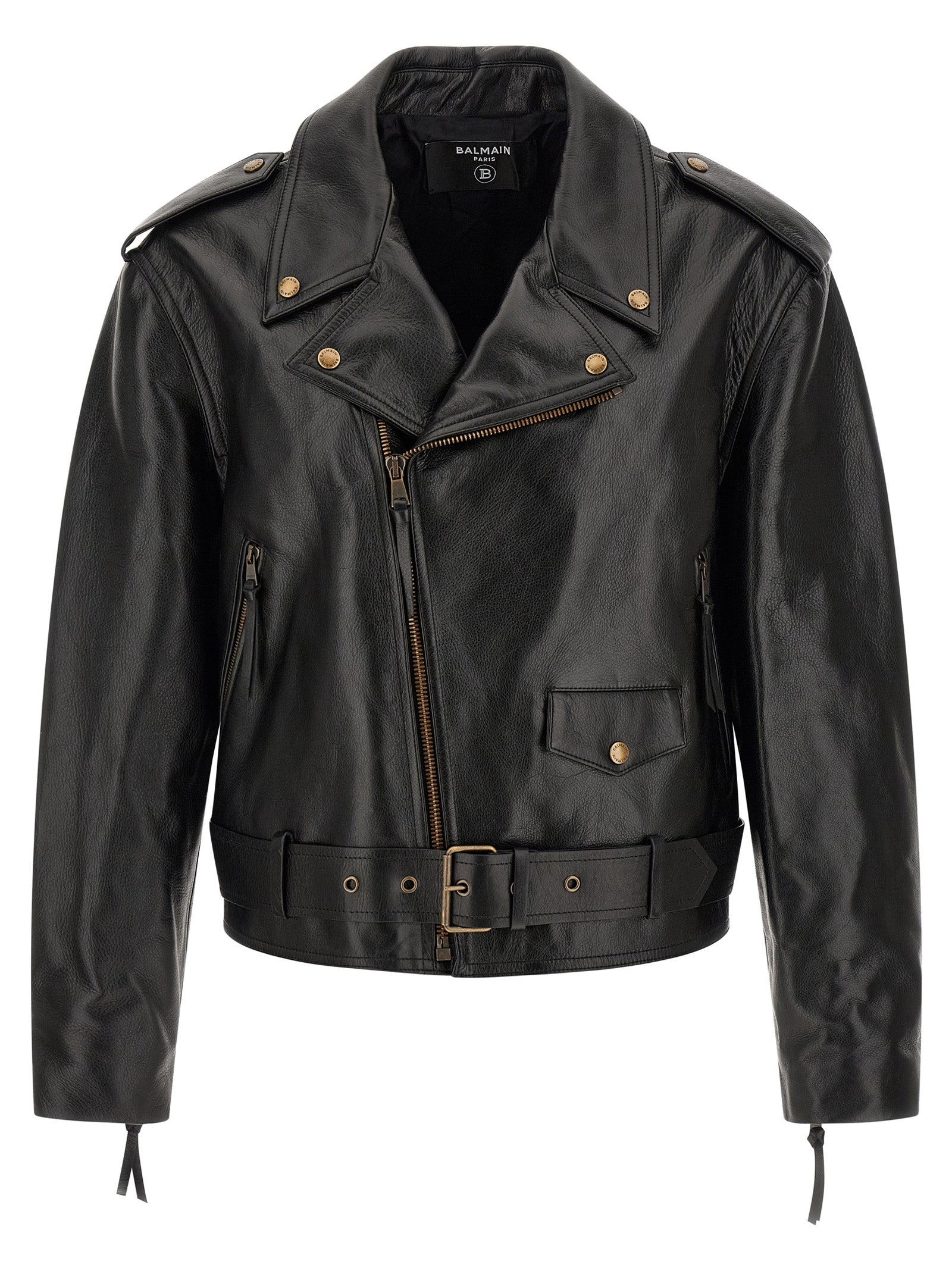 Balmain Jacke aus schwarzem Kalbsleder