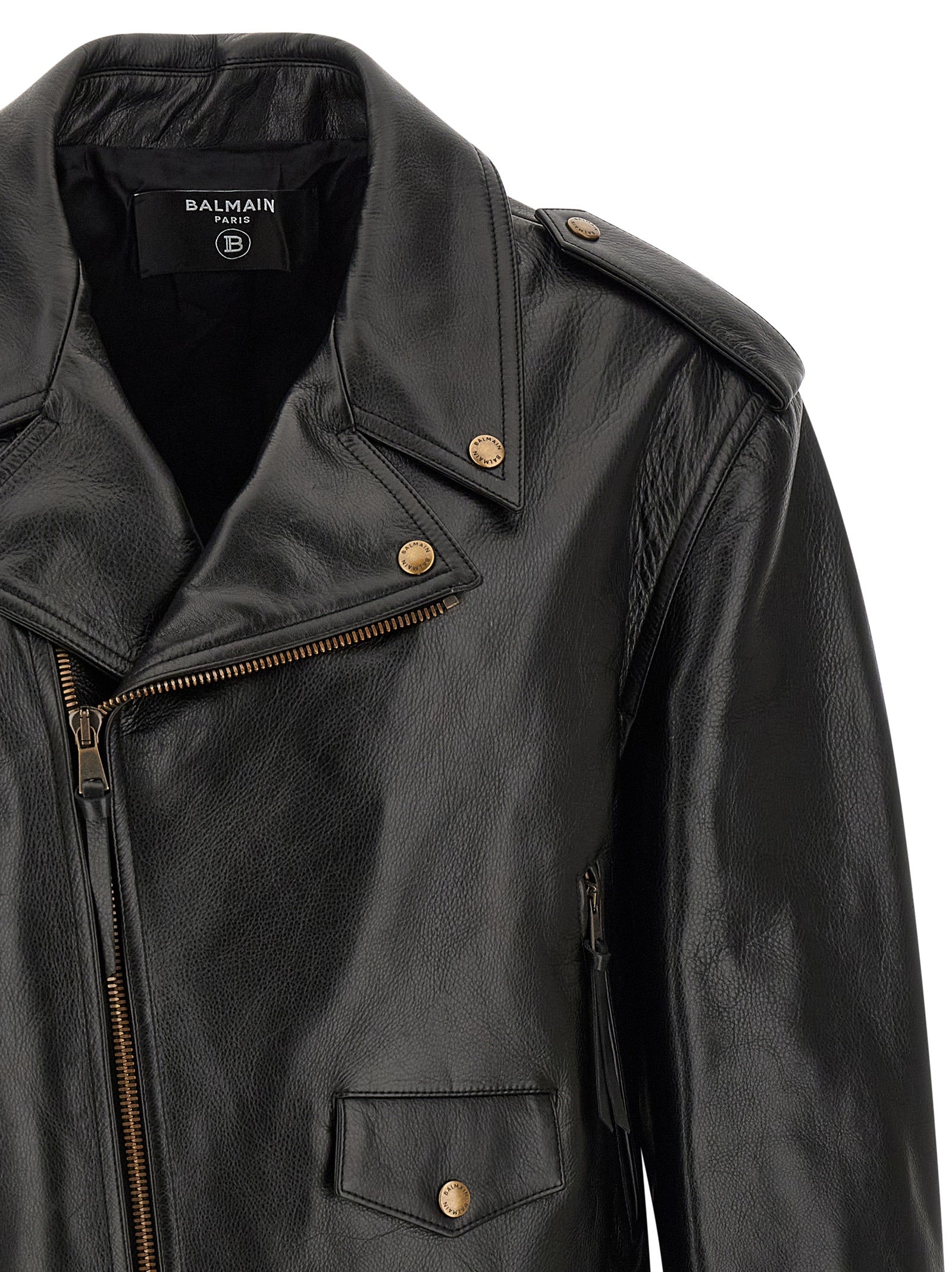 Balmain Jacke aus schwarzem Kalbsleder