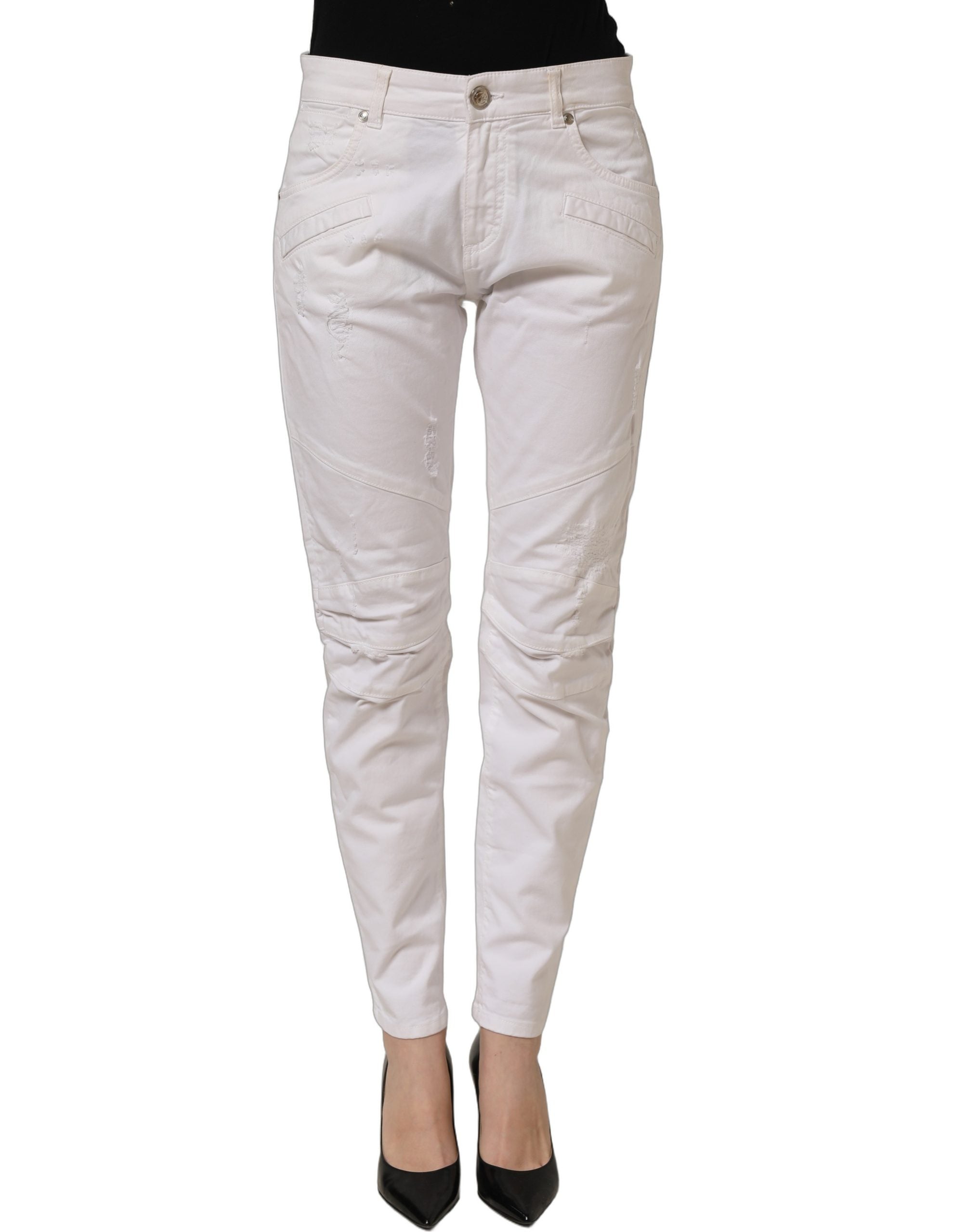 Pierre Balmain White Cotton Stretch Skinny Denim Trouser Jeans