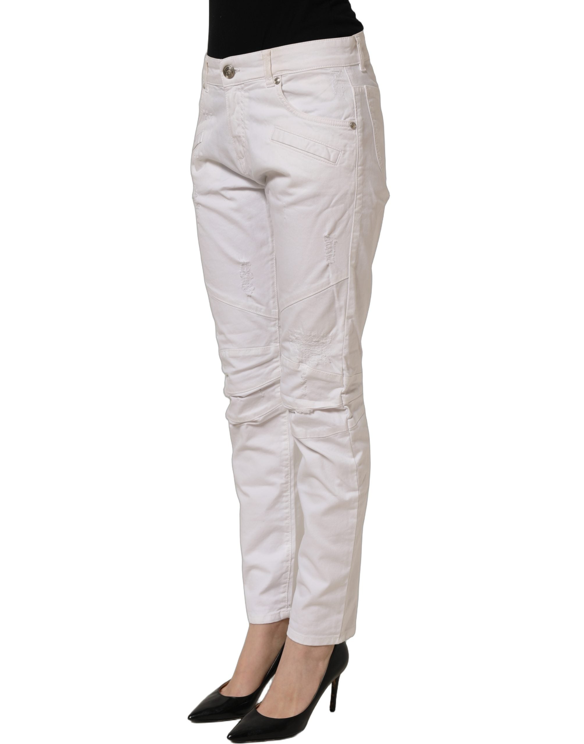 Pierre Balmain White Cotton Stretch Skinny Denim Trouser Jeans