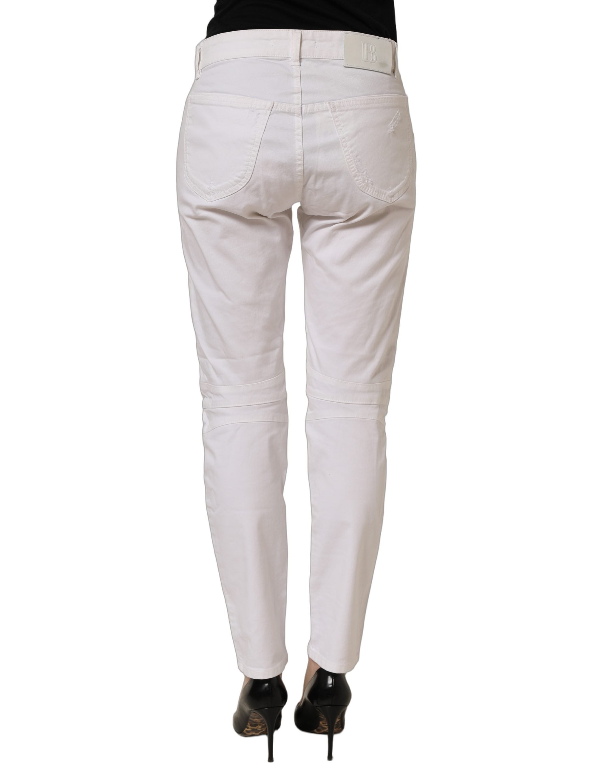 Pierre Balmain White Cotton Stretch Skinny Denim Trouser Jeans