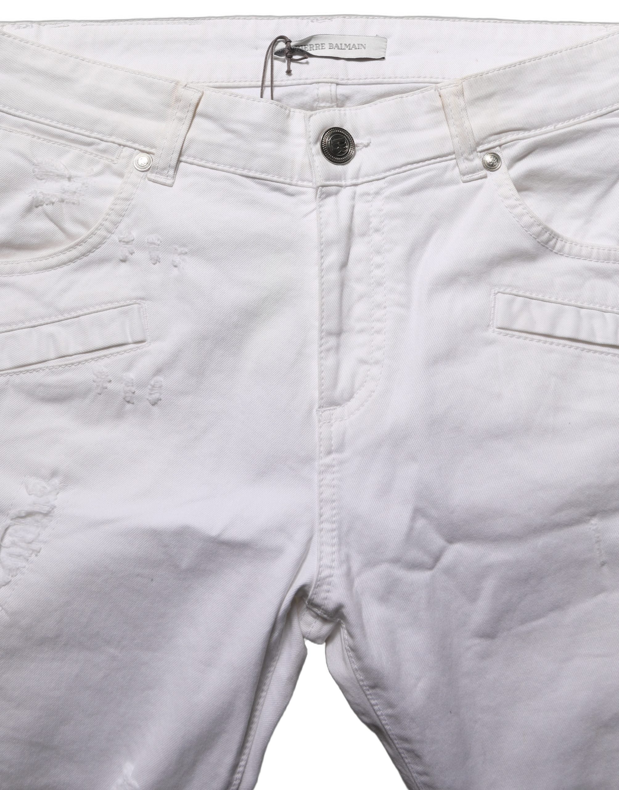 Pierre Balmain White Cotton Stretch Skinny Denim Trouser Jeans