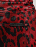 Dolce & Gabbana Red Leopard Cotton 5 Pockets Trouser Jeans