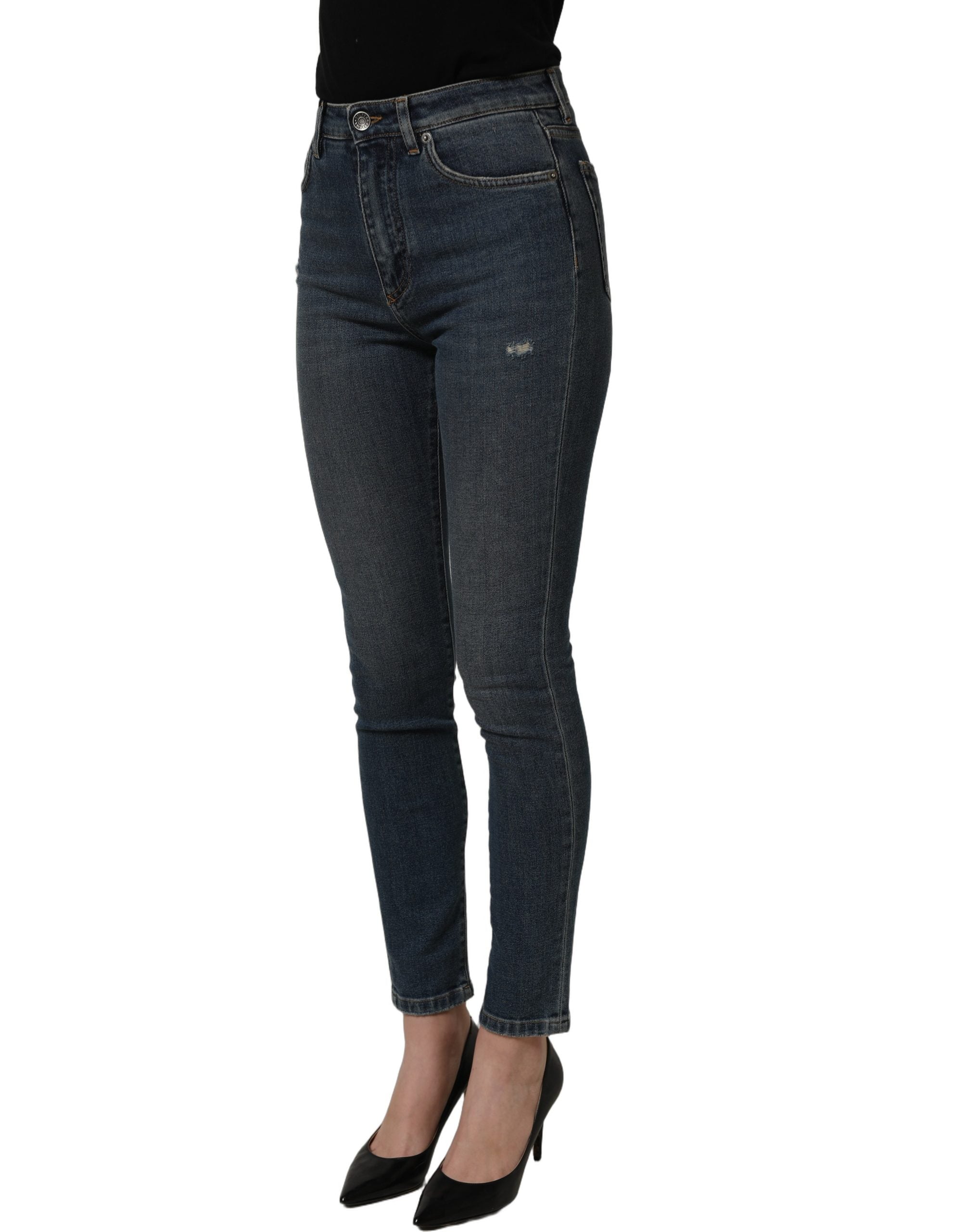 Dolce & Gabbana Blue Cotton Stretch Skinny Denim Trouser Jeans