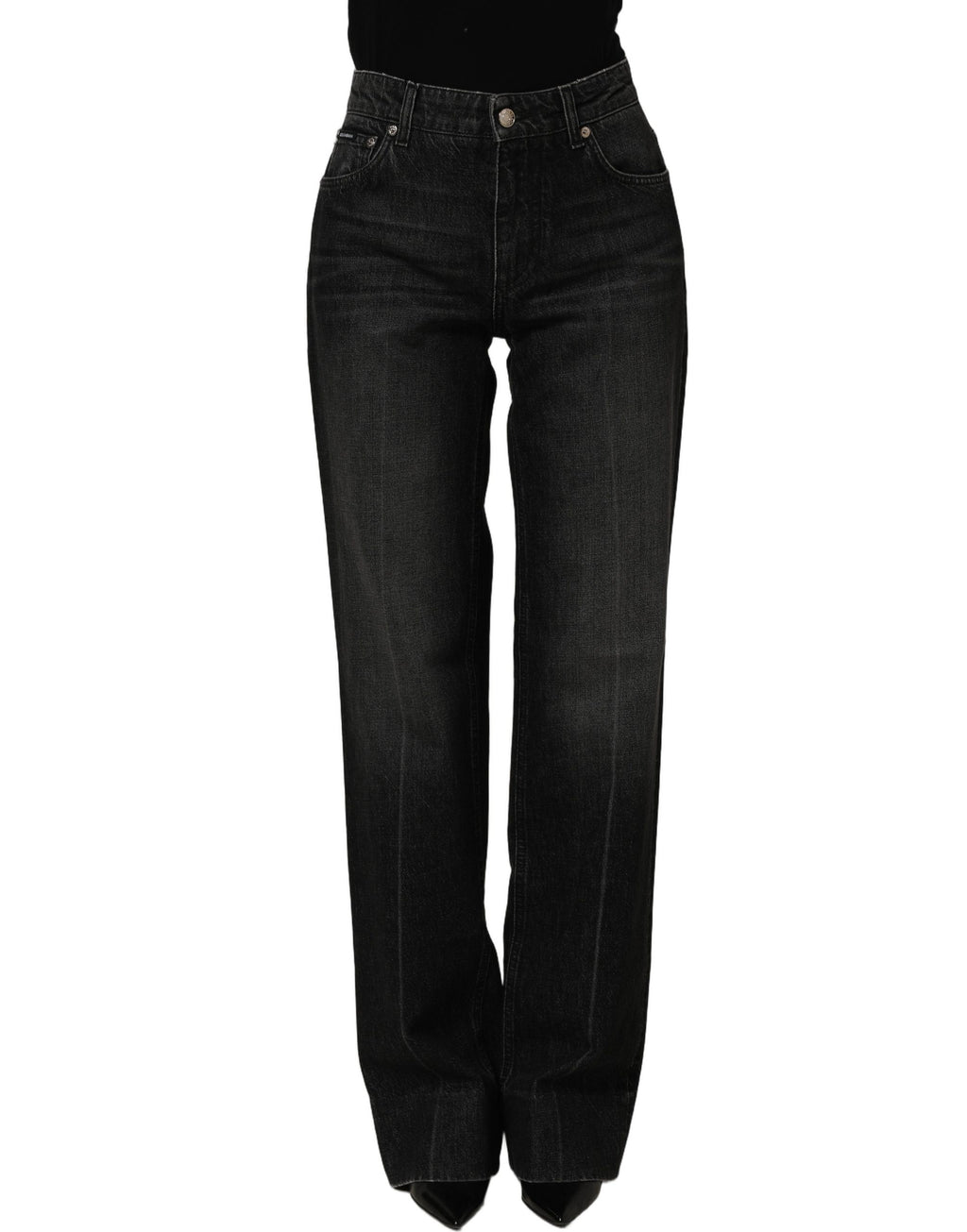 Dolce & Gabbana Black Cotton Stretch Straight Denim Jeans