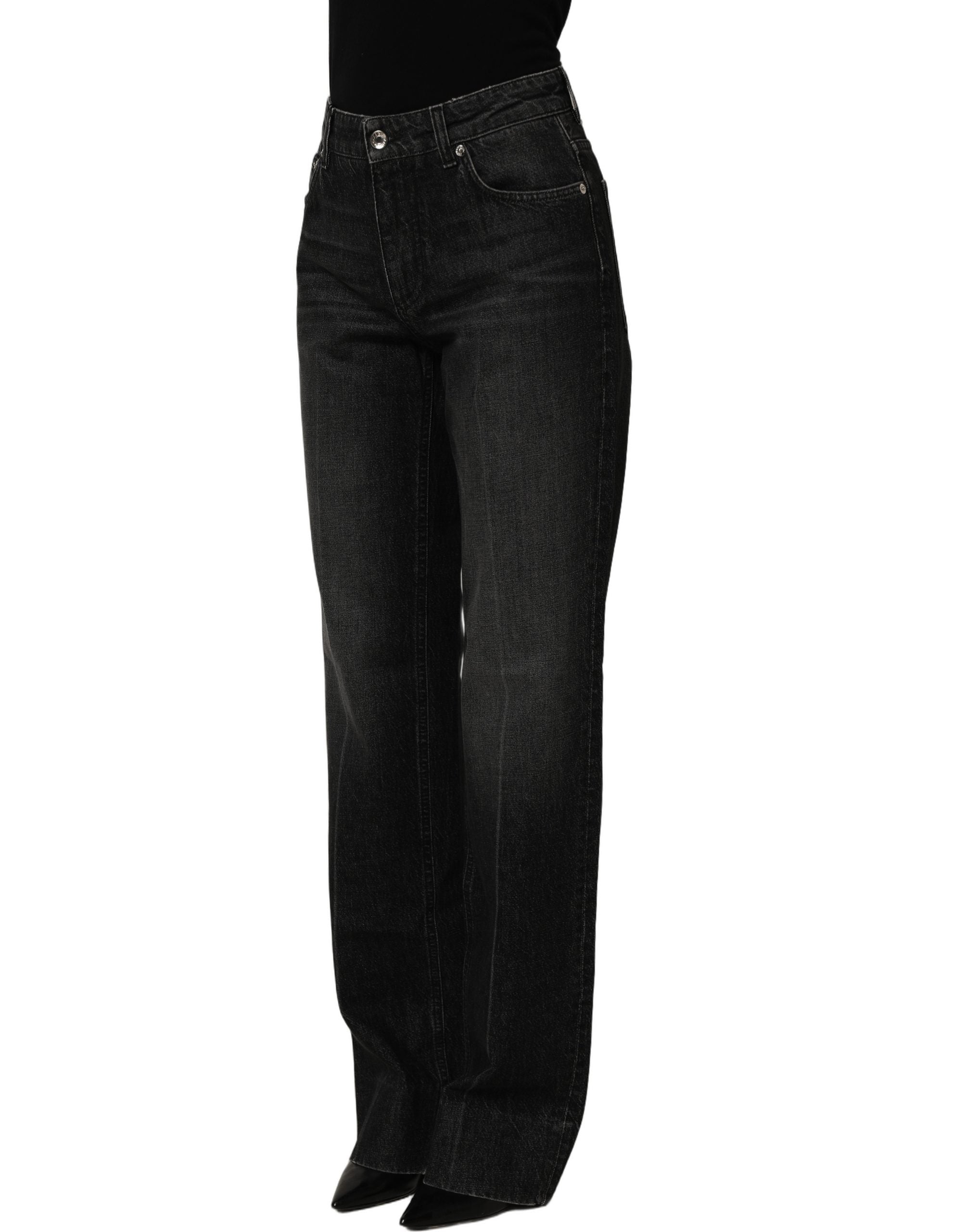 Dolce & Gabbana Black Cotton Stretch Straight Denim Jeans