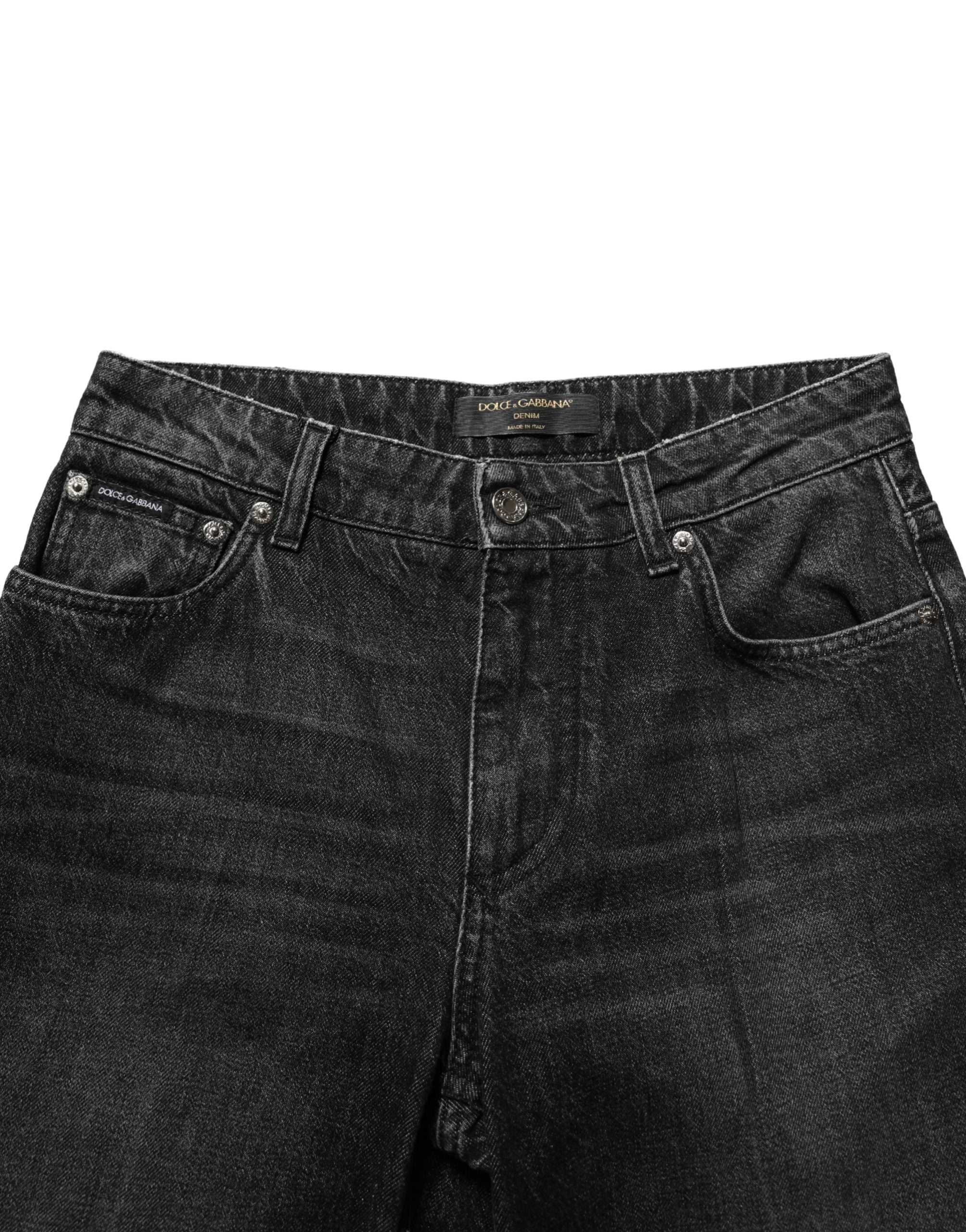 Dolce & Gabbana Black Cotton Stretch Straight Denim Jeans