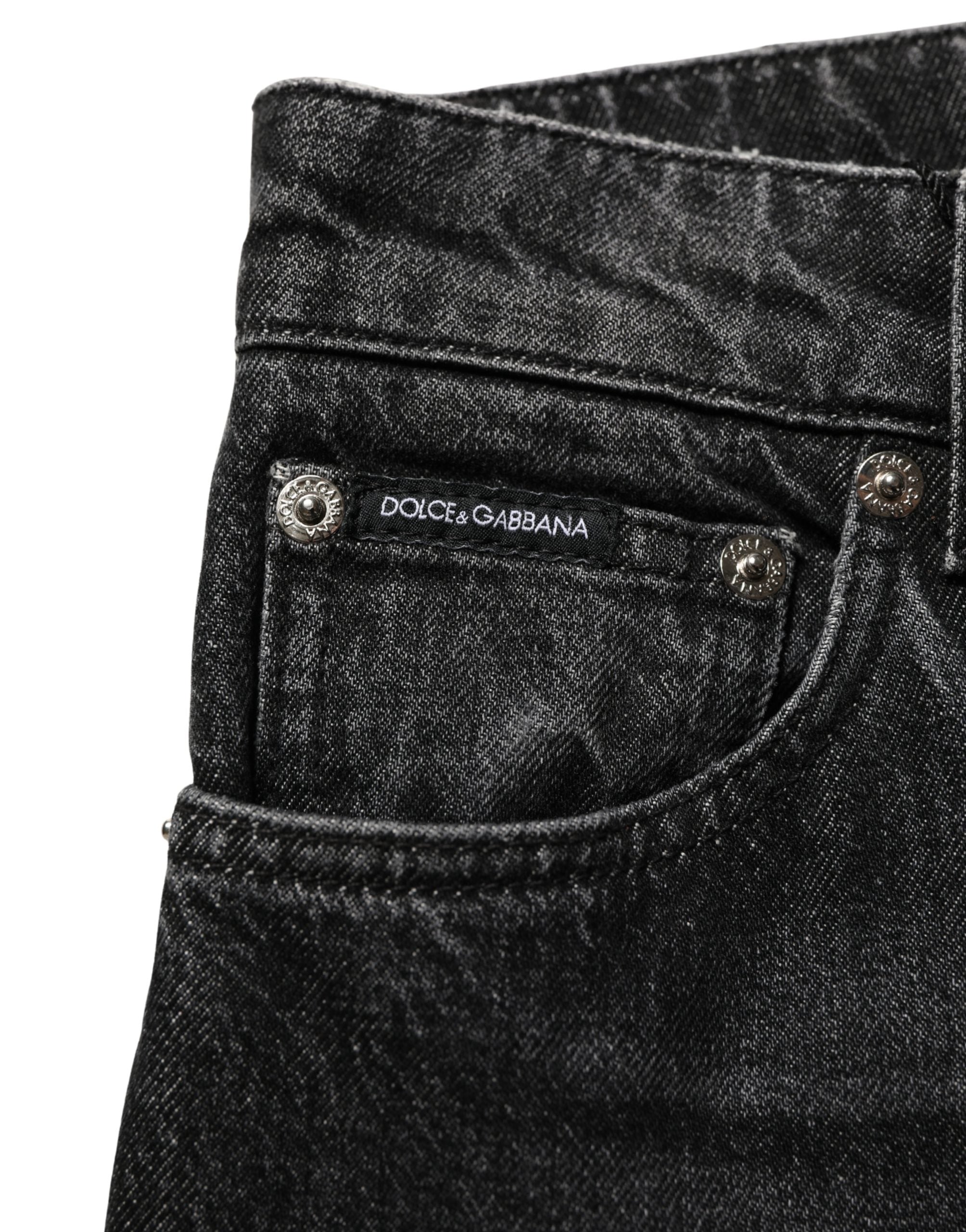 Dolce & Gabbana Black Cotton Stretch Straight Denim Jeans