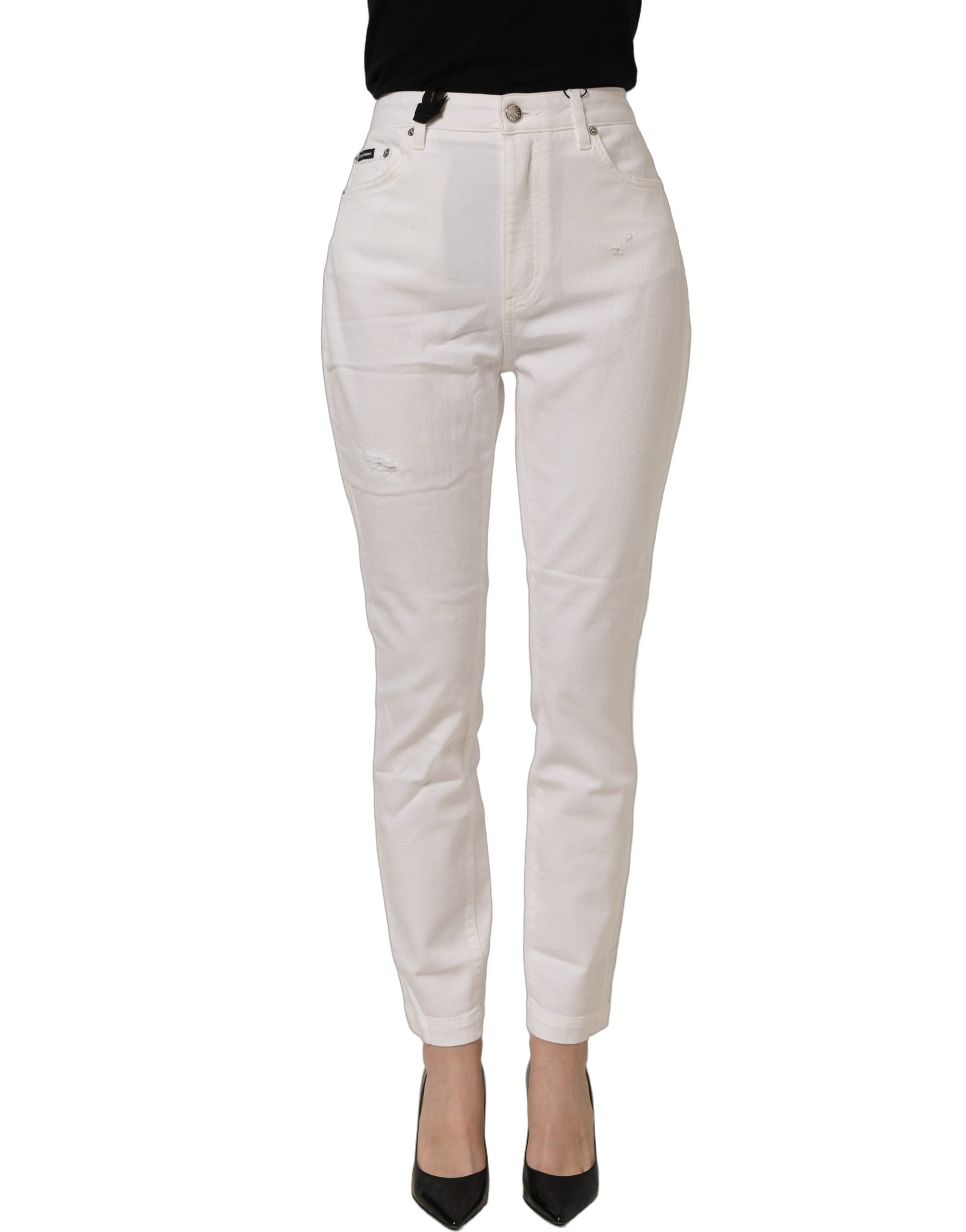 Dolce & Gabbana White Cotton Stretch Skinny Denim Jeans
