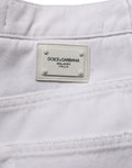 Dolce & Gabbana White Cotton Stretch Wide Leg Denim Jeans