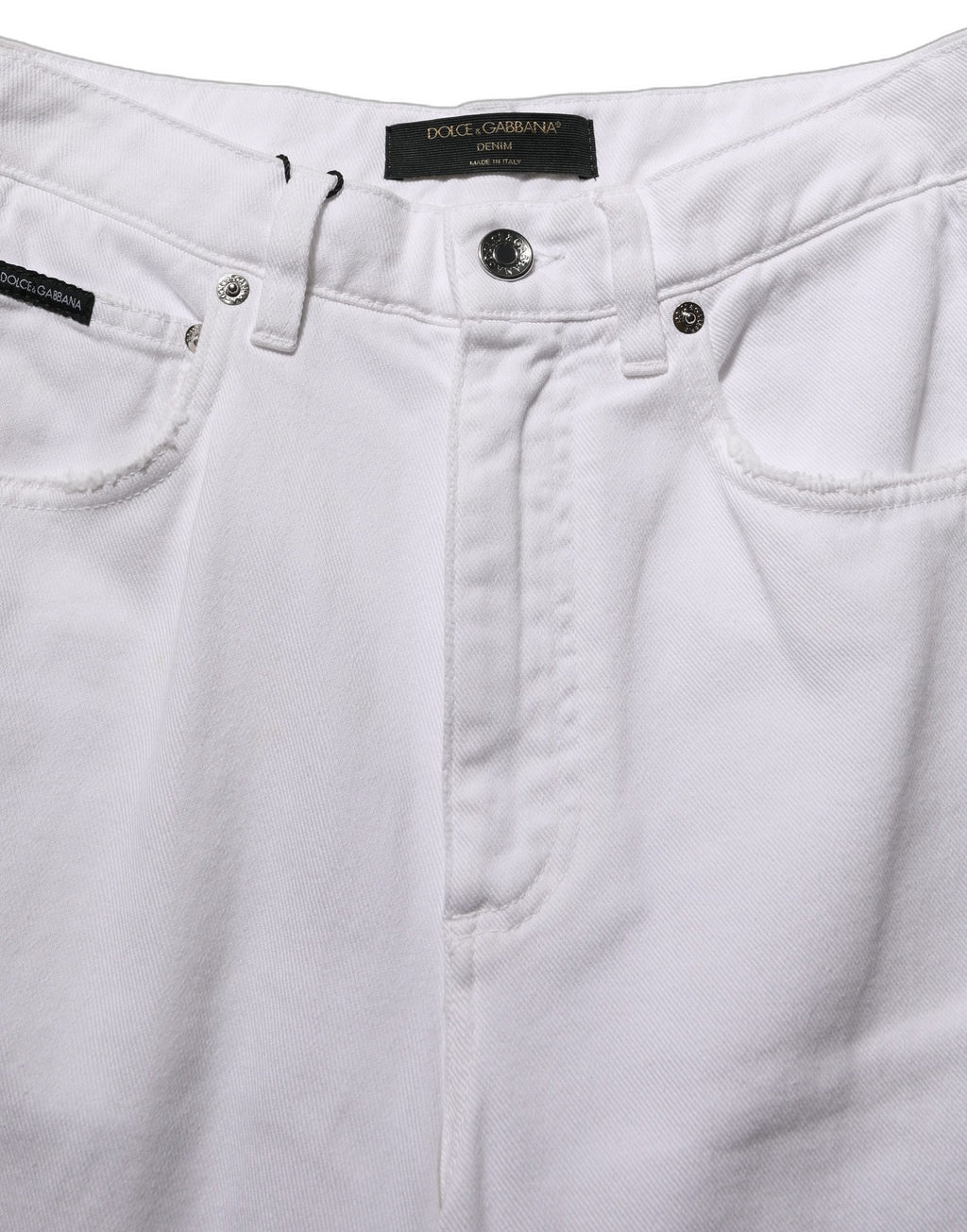 Dolce & Gabbana White Cotton Stretch Wide Leg Denim Jeans