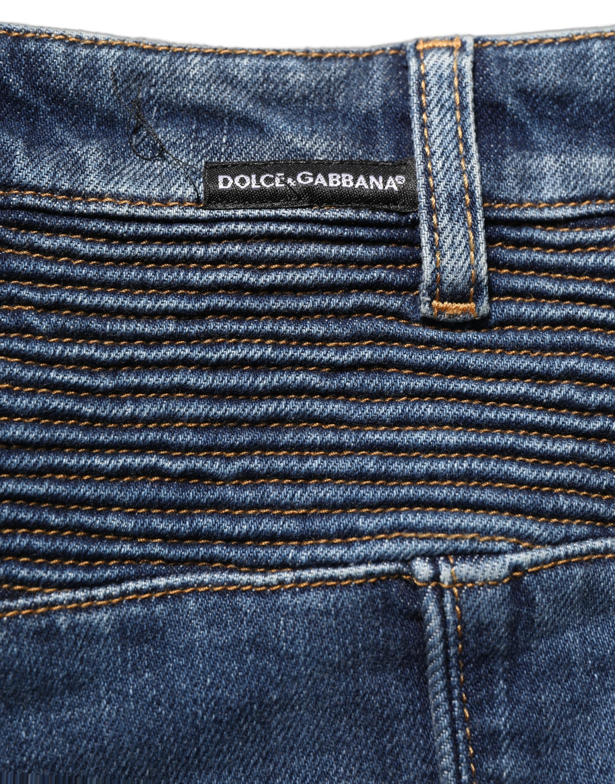 Dolce & Gabbana Dark Blue Cotton Stretch Skinny Denim Jeans