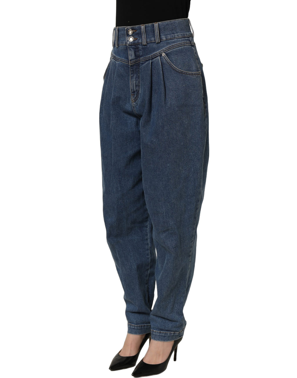 Dolce & Gabbana Dark Blue Cotton Stretch Tapered Denim Jeans