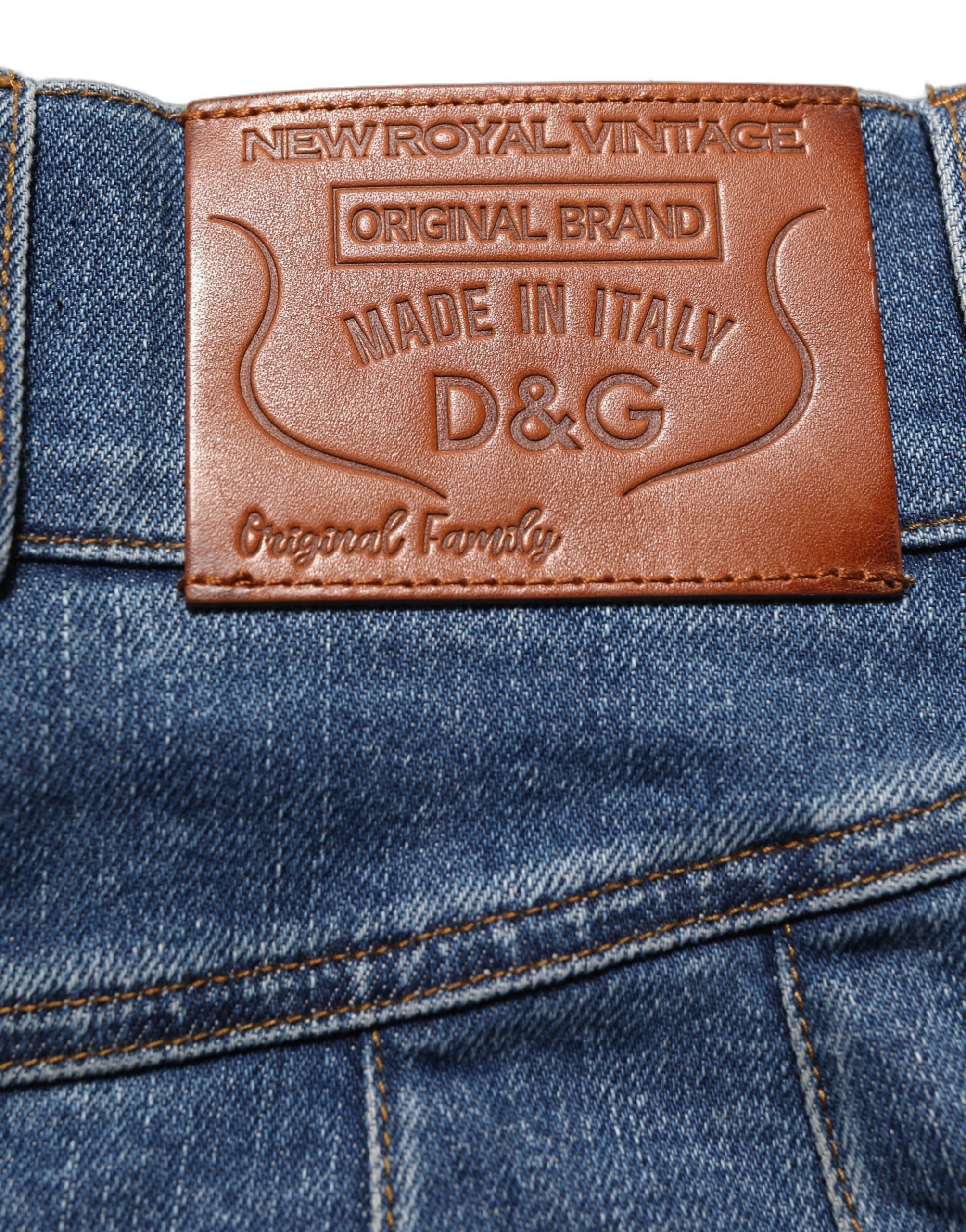 Dolce & Gabbana Dark Blue Cotton Stretch Tapered Denim Jeans