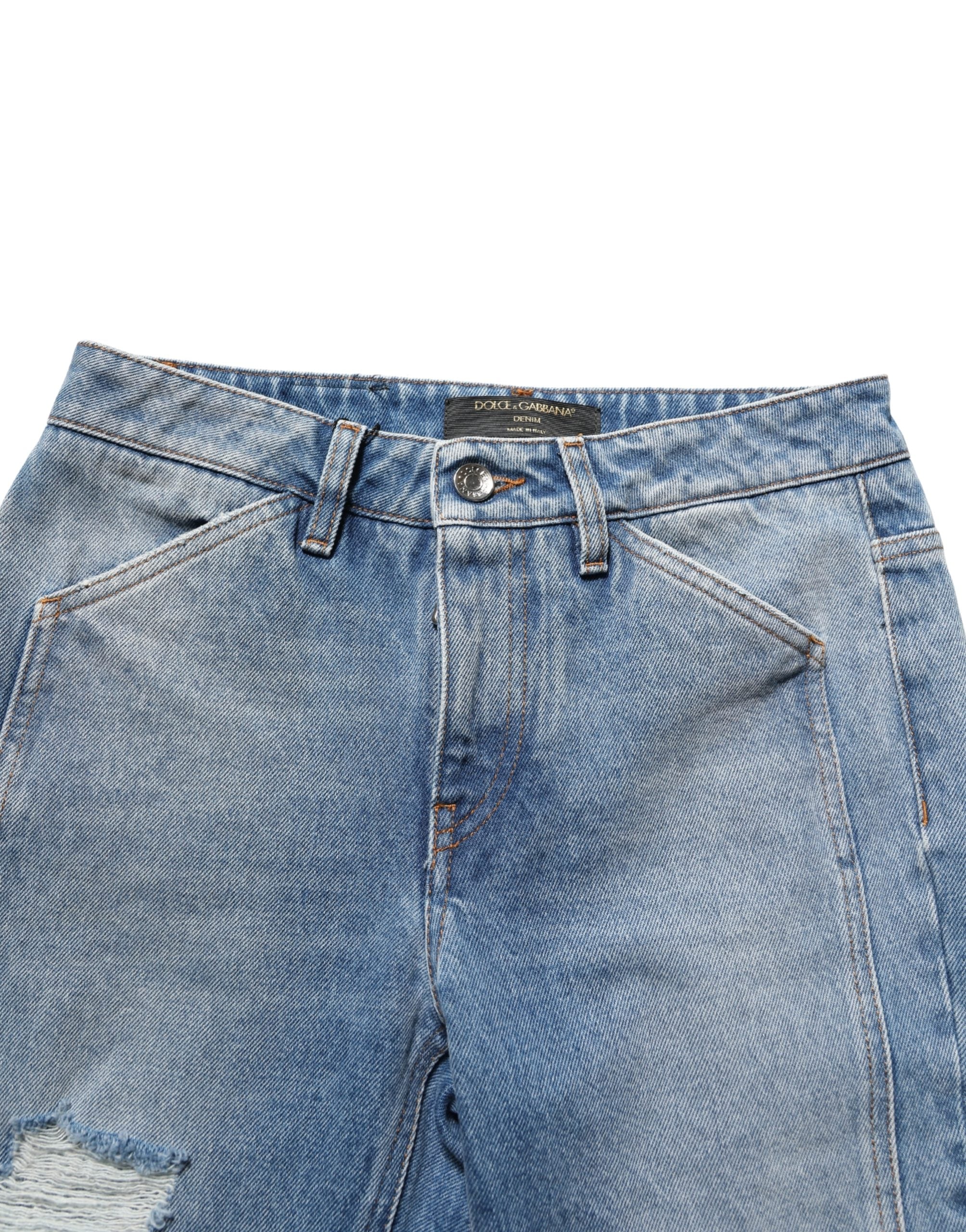 Dolce & Gabbana Blue Cotton Boot Cut Denim Trouser Jeans