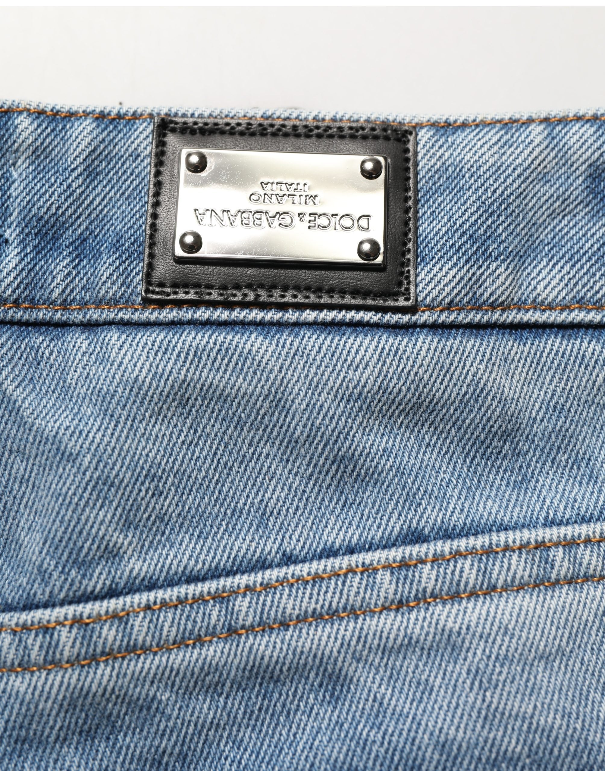 Dolce & Gabbana Blue Cotton Boot Cut Denim Trouser Jeans