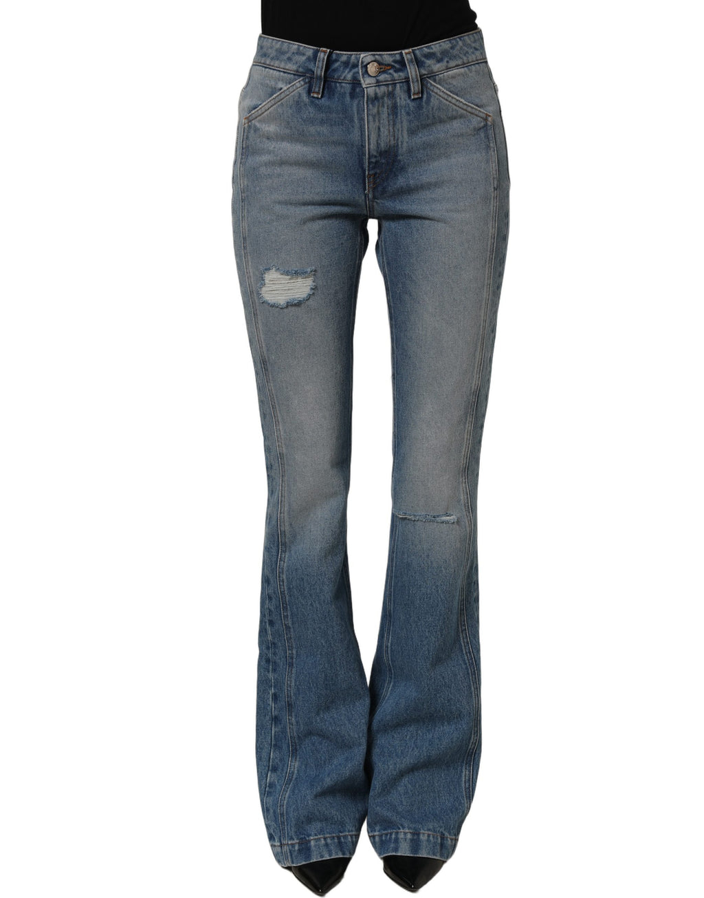 Dolce & Gabbana Blue Cotton Boot Cut Denim Trouser Jeans