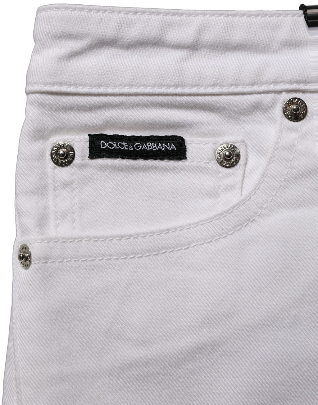 Dolce & Gabbana White Cotton Low Rise Denim Hot Pants Shorts