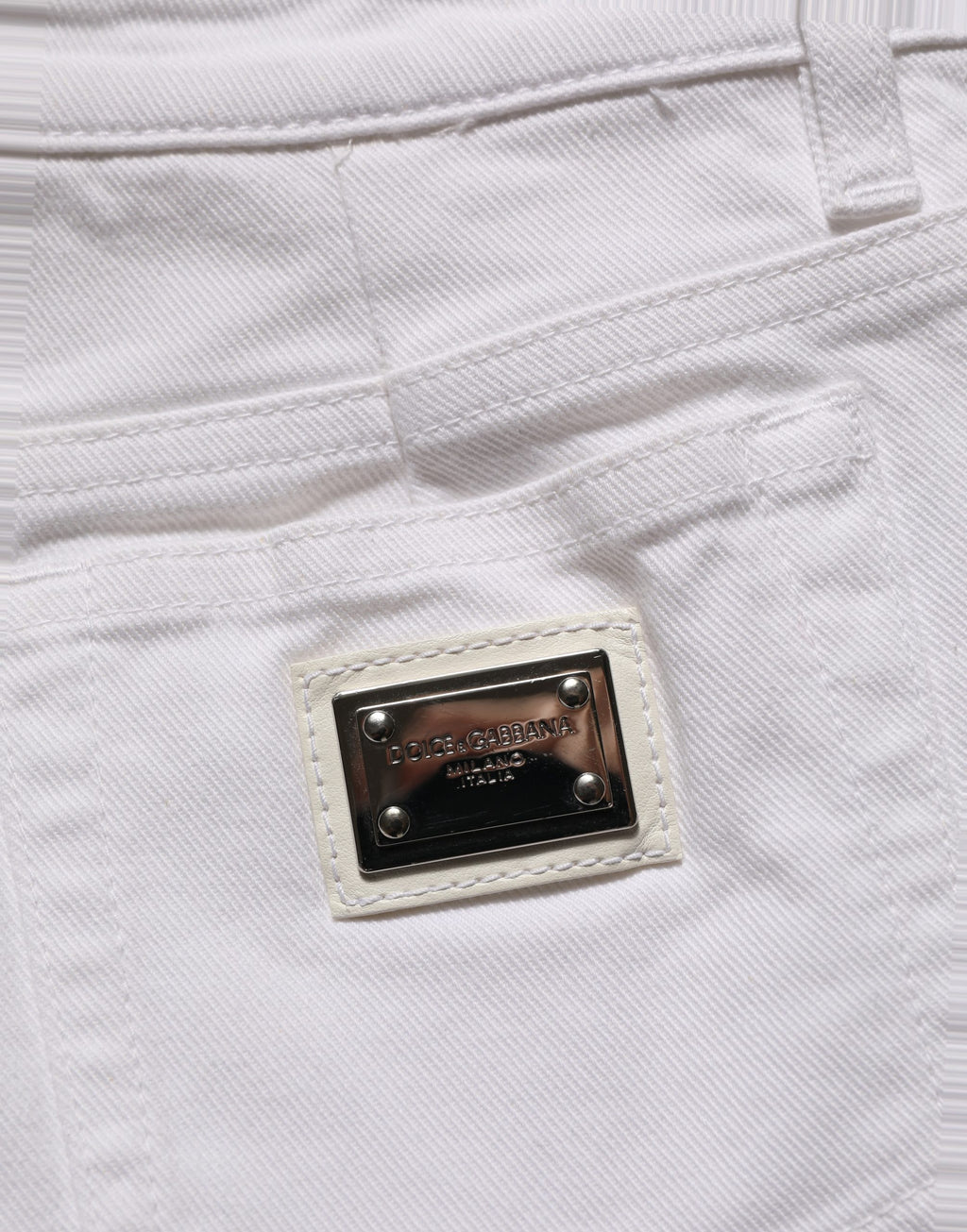 Dolce & Gabbana White Cotton Low Rise Denim Hot Pants Shorts
