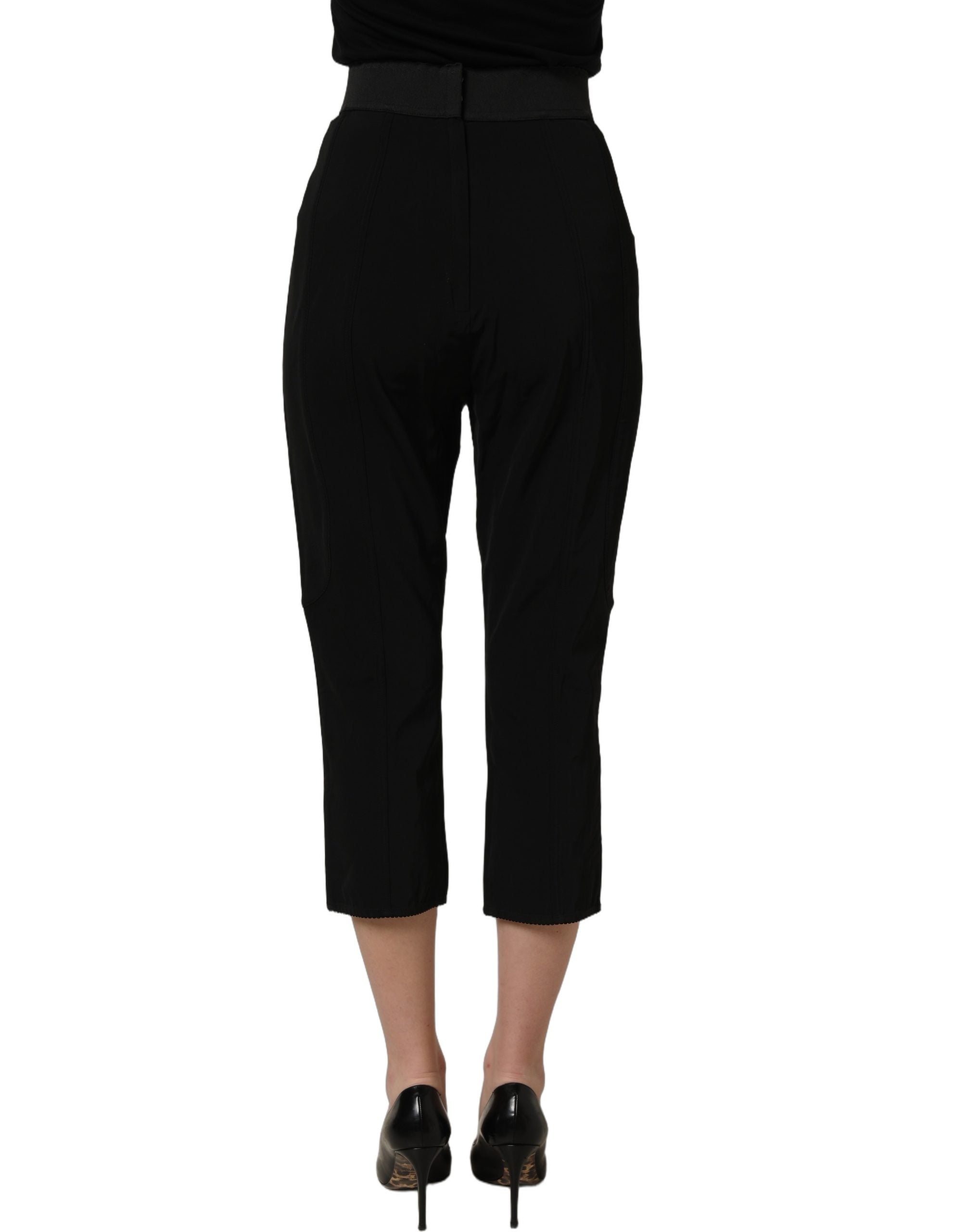 Dolce & Gabbana Black Viscose High Waist Capri Trouser Pants