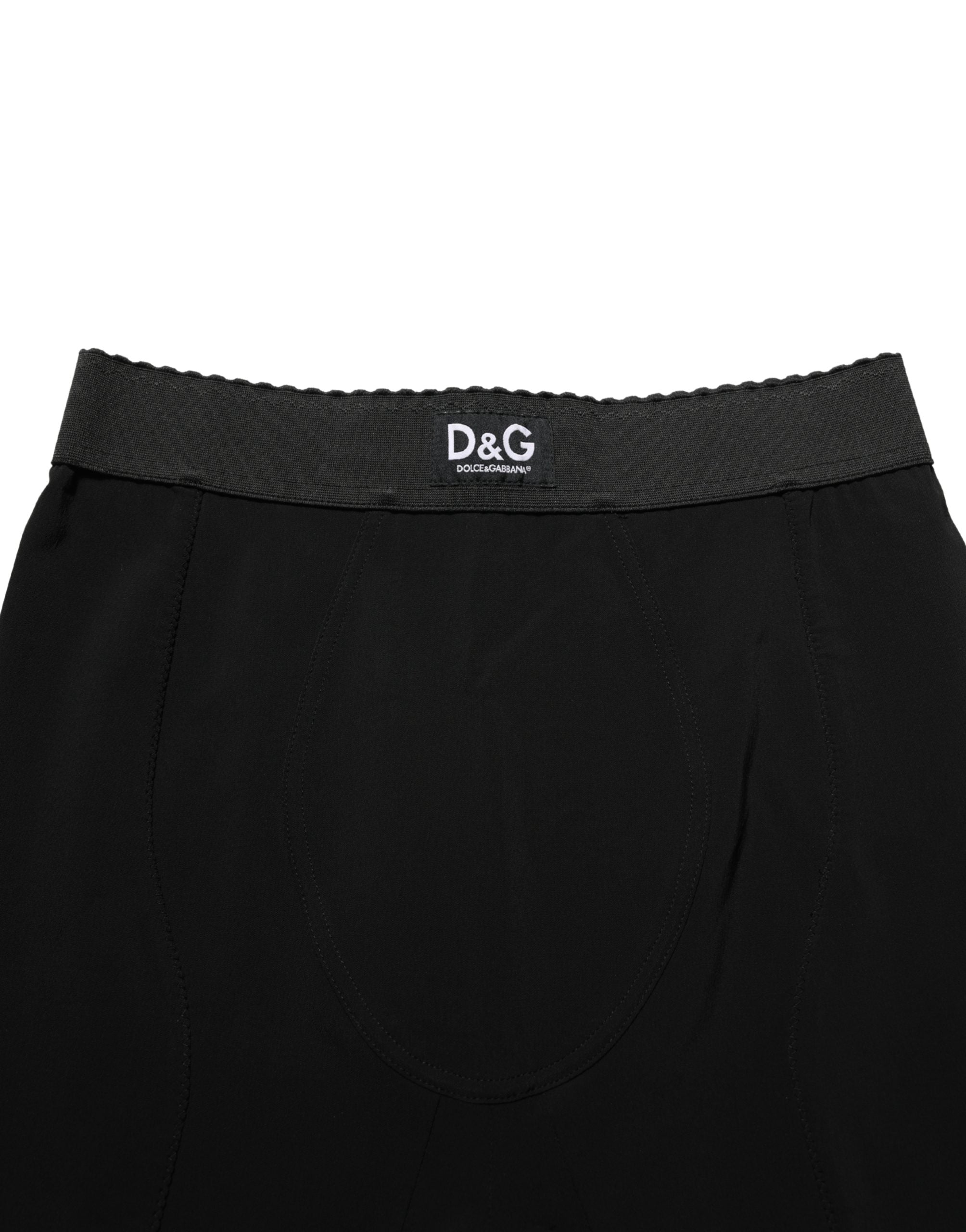 Dolce & Gabbana Black Viscose High Waist Capri Trouser Pants