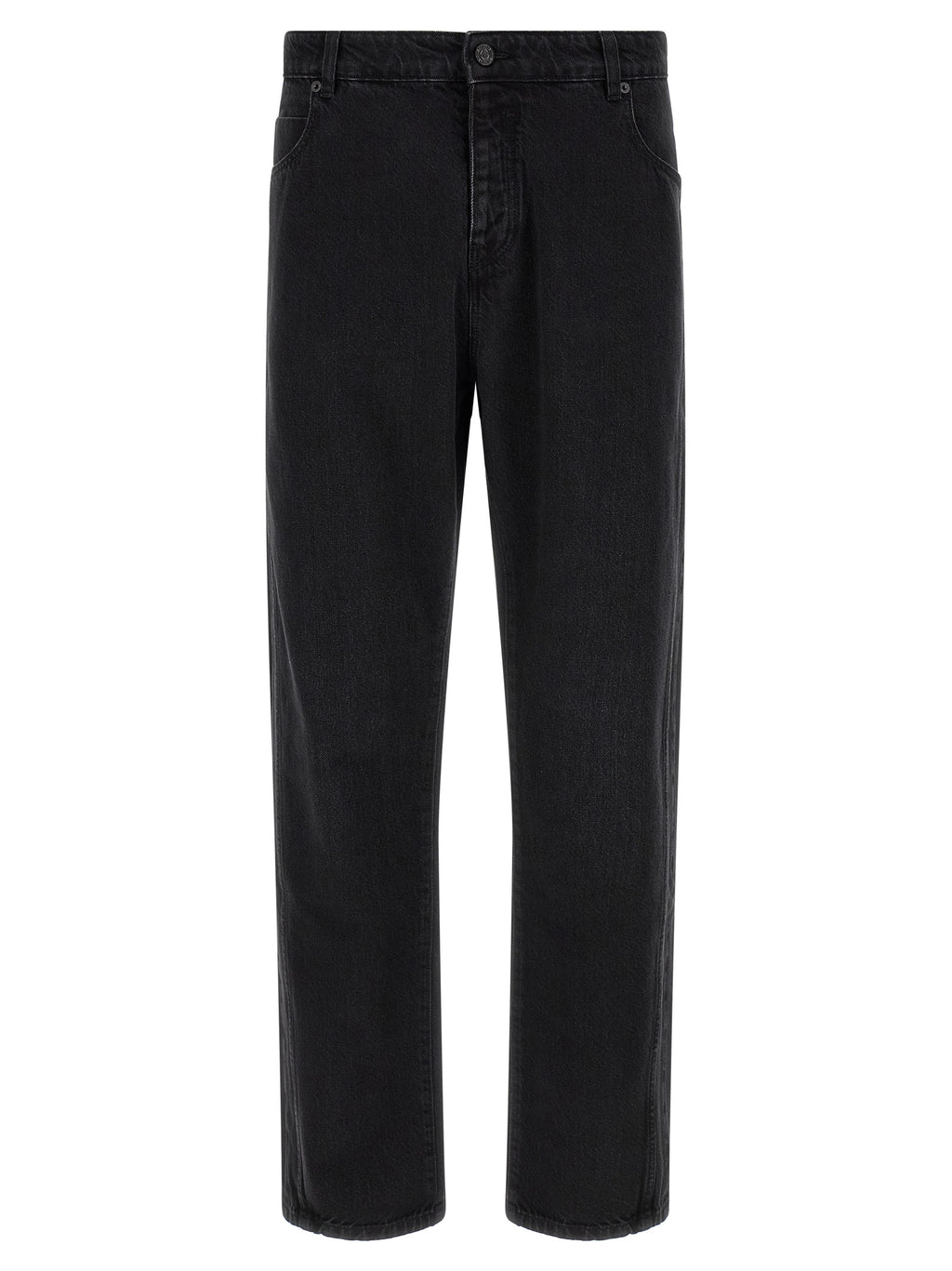 Balmain Black Cotton Straight-Leg Jeans