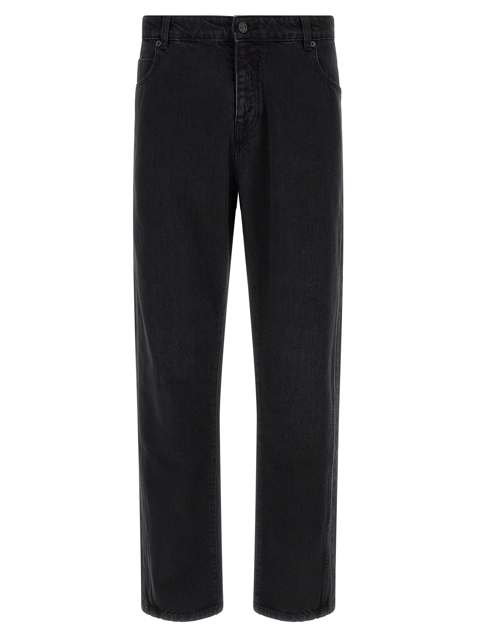 Balmain Black Cotton Straight-Leg Jeans