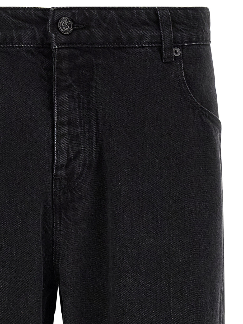 Balmain Black Cotton Straight-Leg Jeans