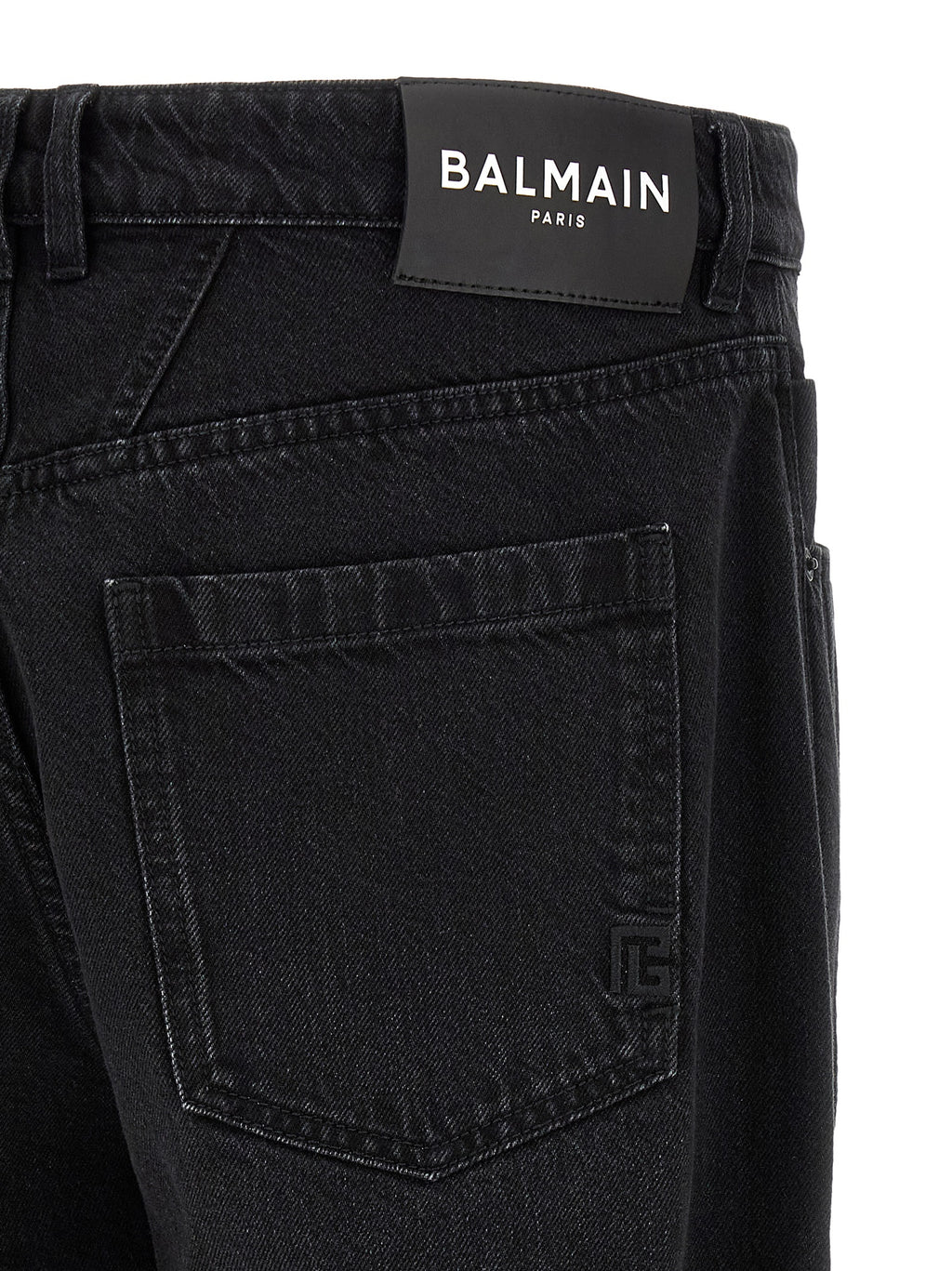 Balmain Black Cotton Straight-Leg Jeans