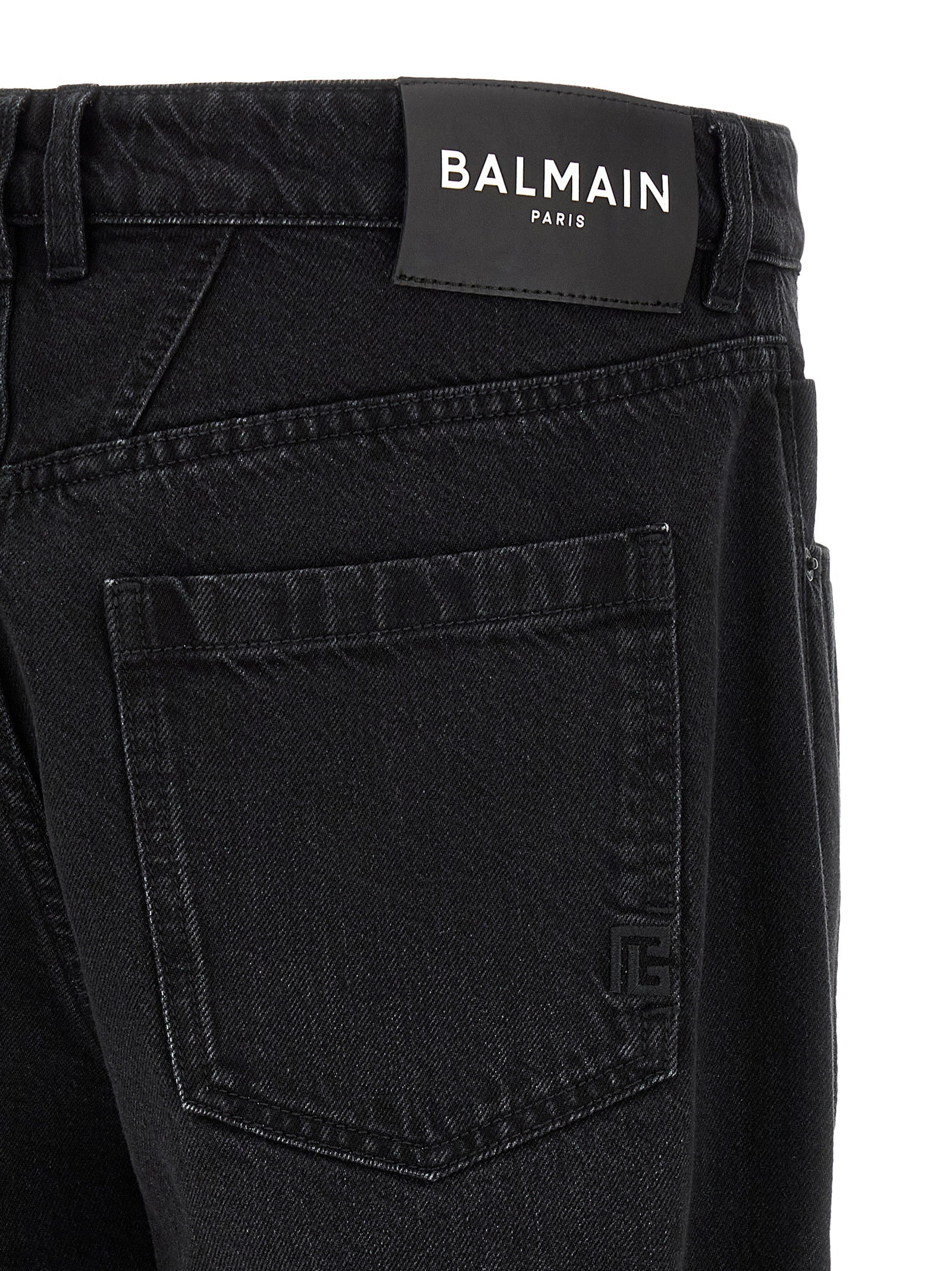 Balmain Black Cotton Straight-Leg Jeans
