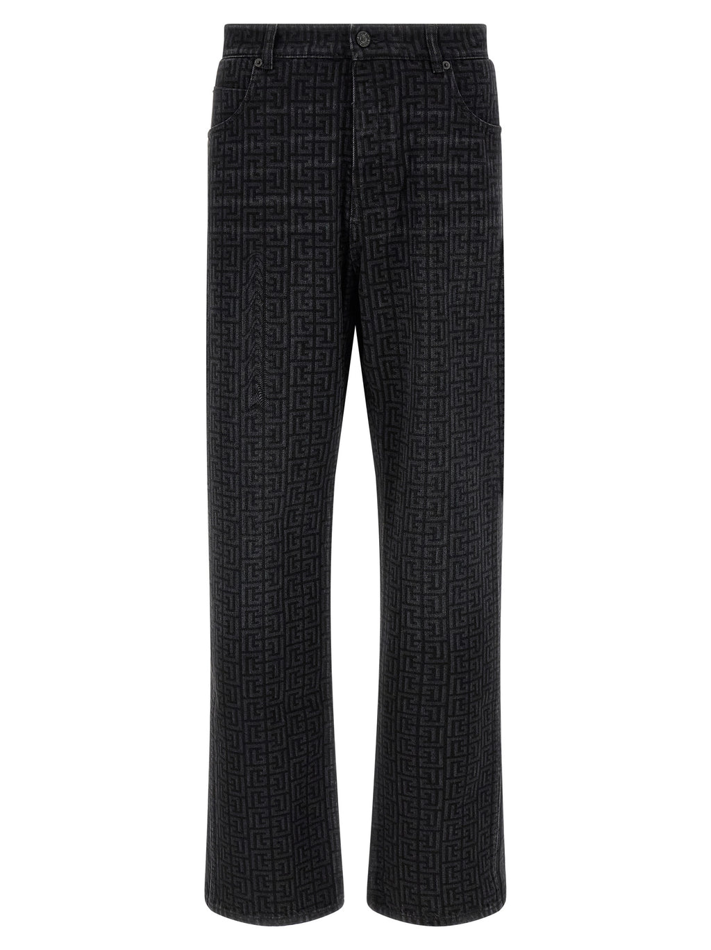 Balmain Black Cotton Straight-Leg Jeans