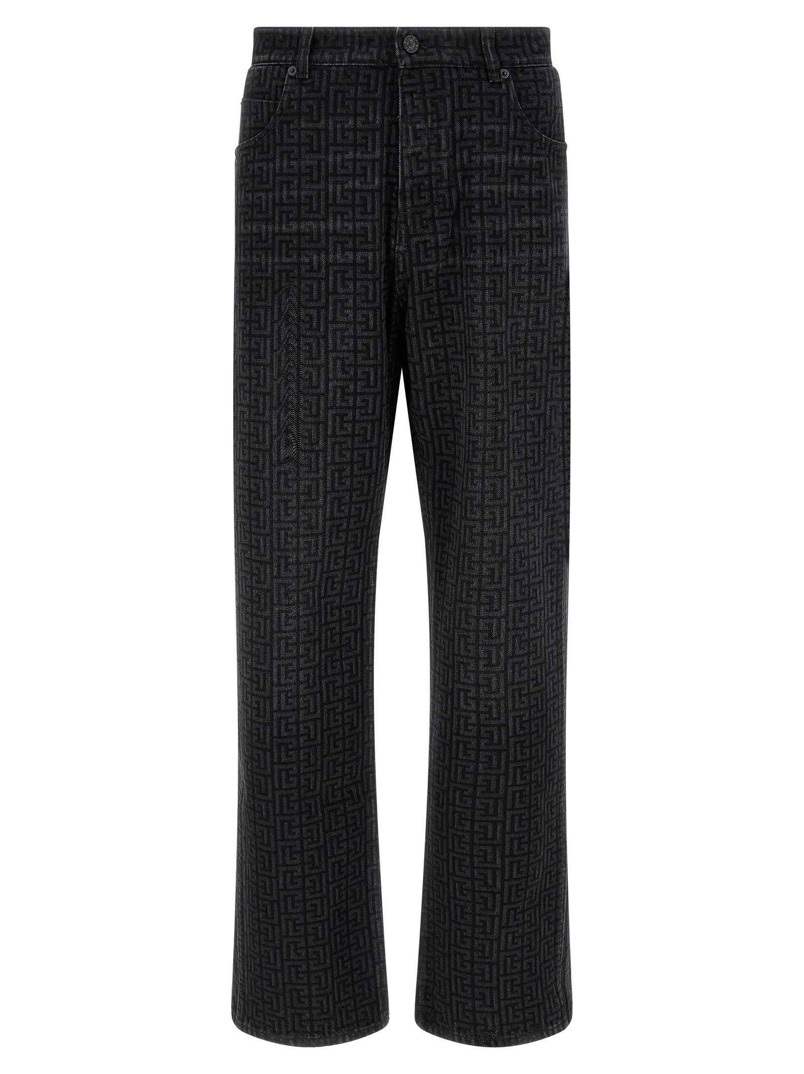 Balmain Black Cotton Straight-Leg Jeans