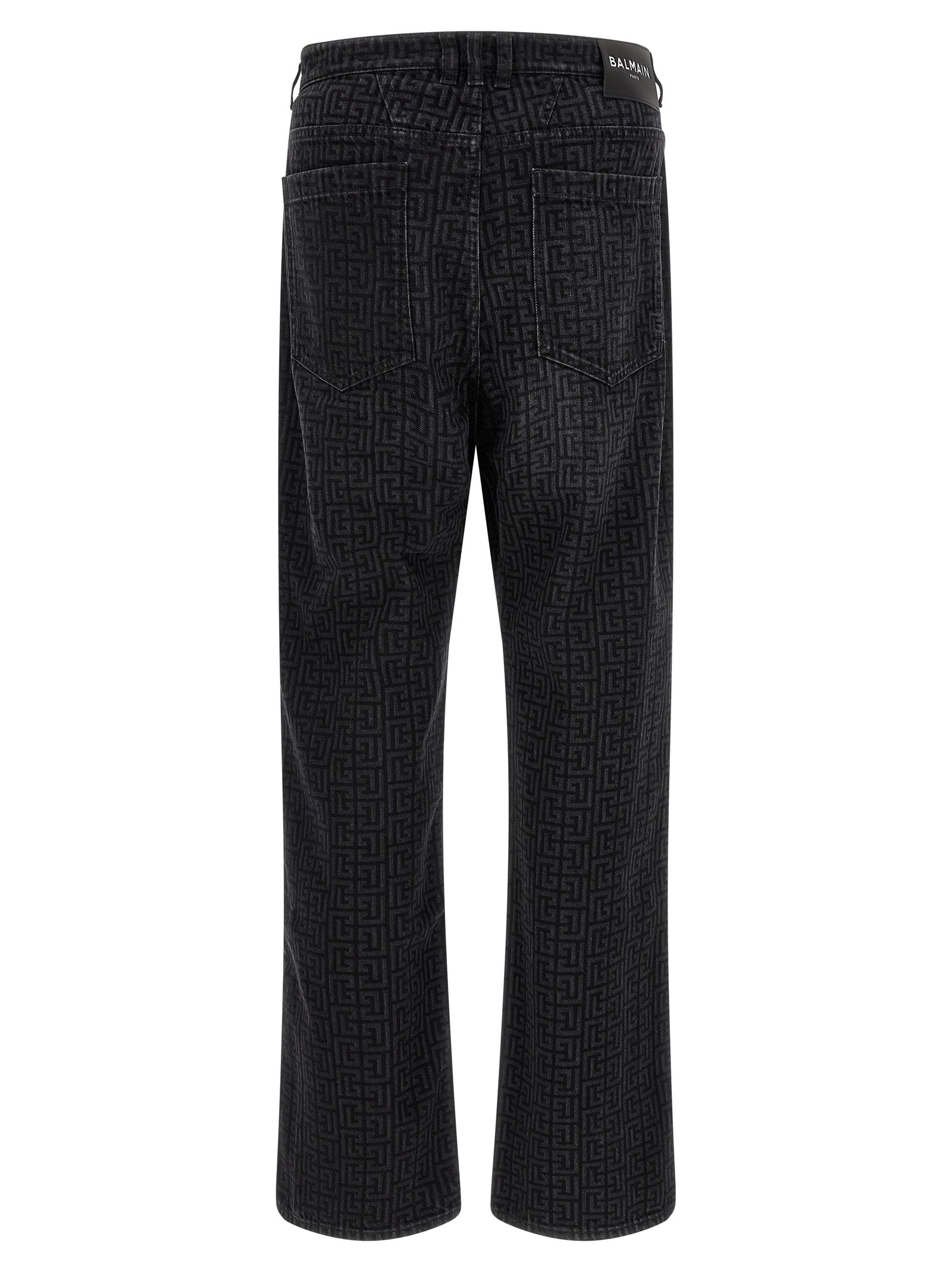 Balmain Black Cotton Straight-Leg Jeans