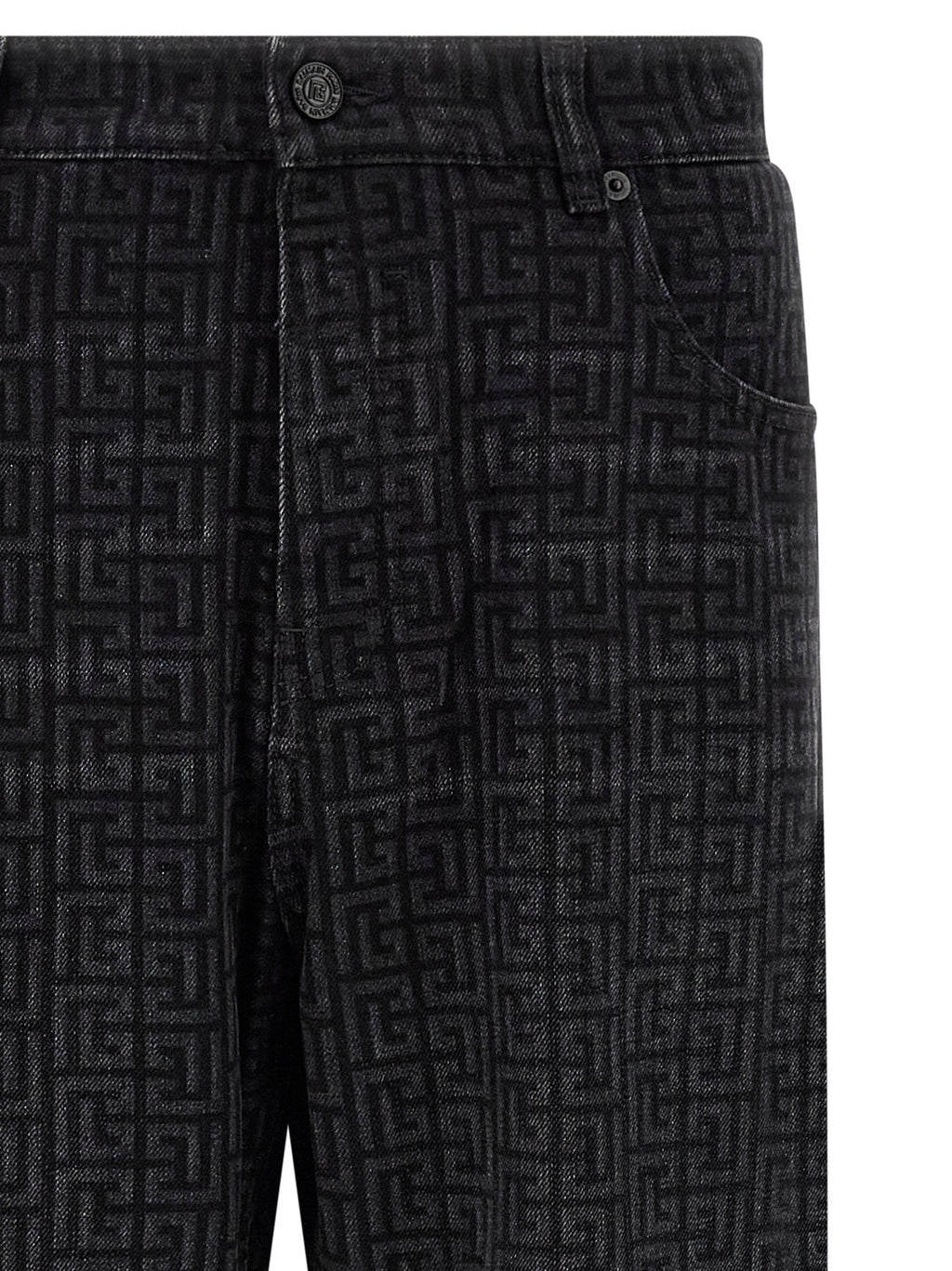 Balmain Black Cotton Straight-Leg Jeans