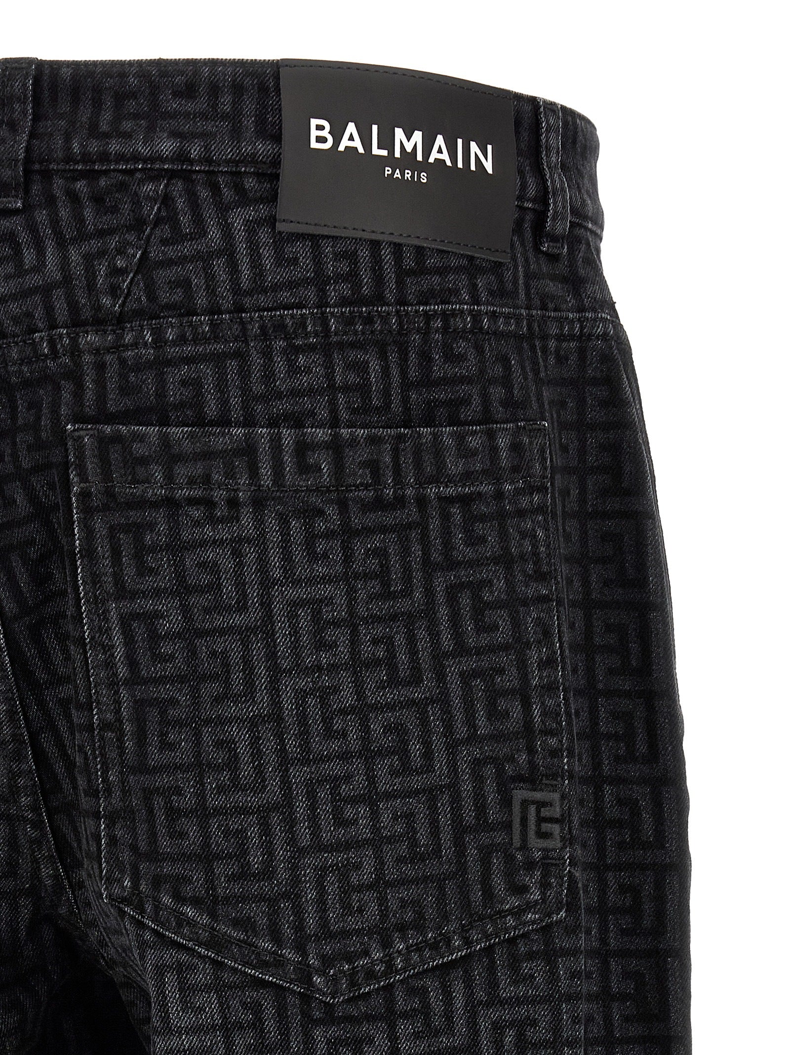 Balmain Black Cotton Straight-Leg Jeans
