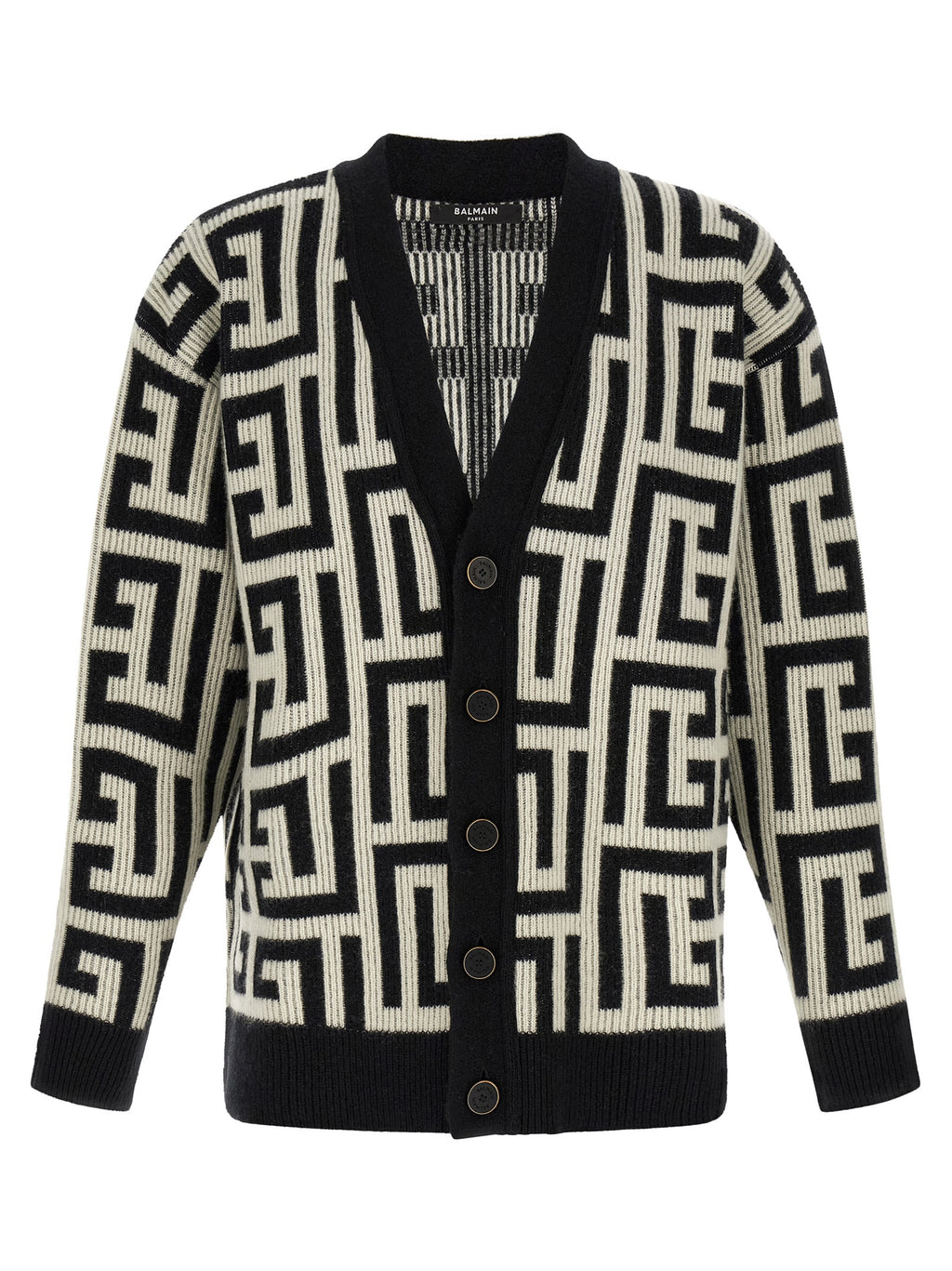 Balmain Bicolor Merino Wool Cardigan
