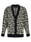 Balmain Bicolor Merino Wool Cardigan