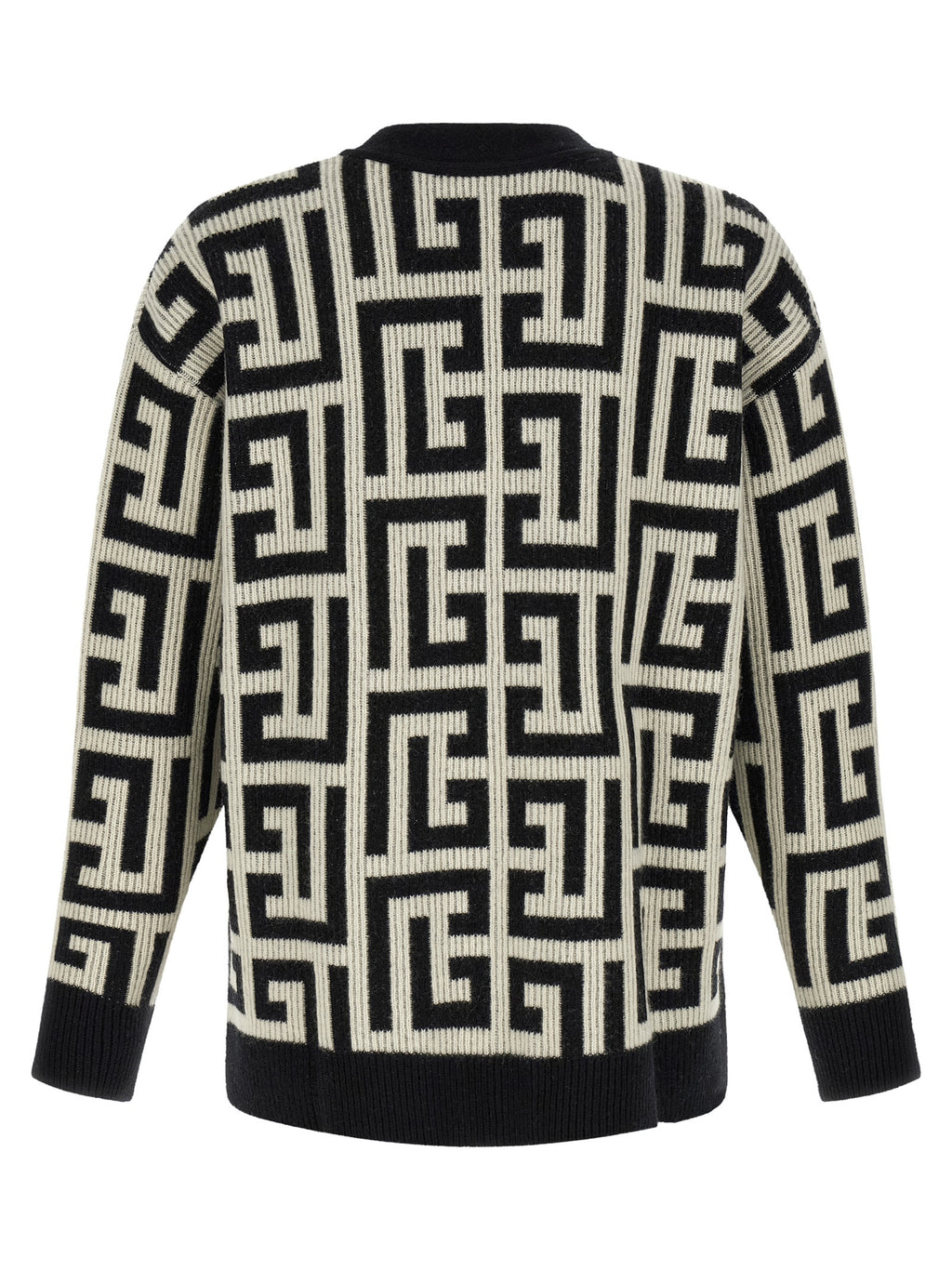 Balmain Bicolor Merino Wool Cardigan