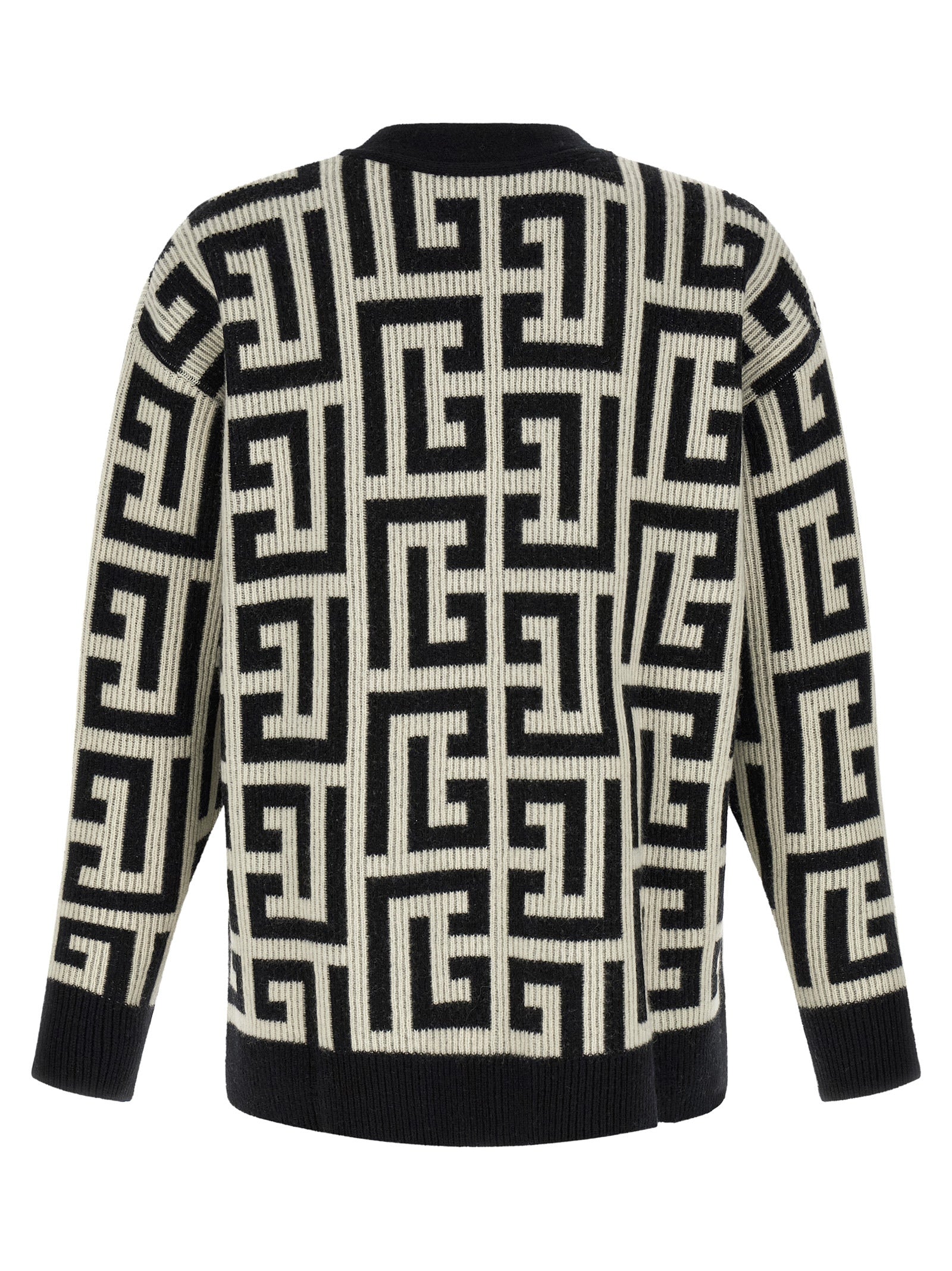 Balmain Bicolor Merino Wool Cardigan