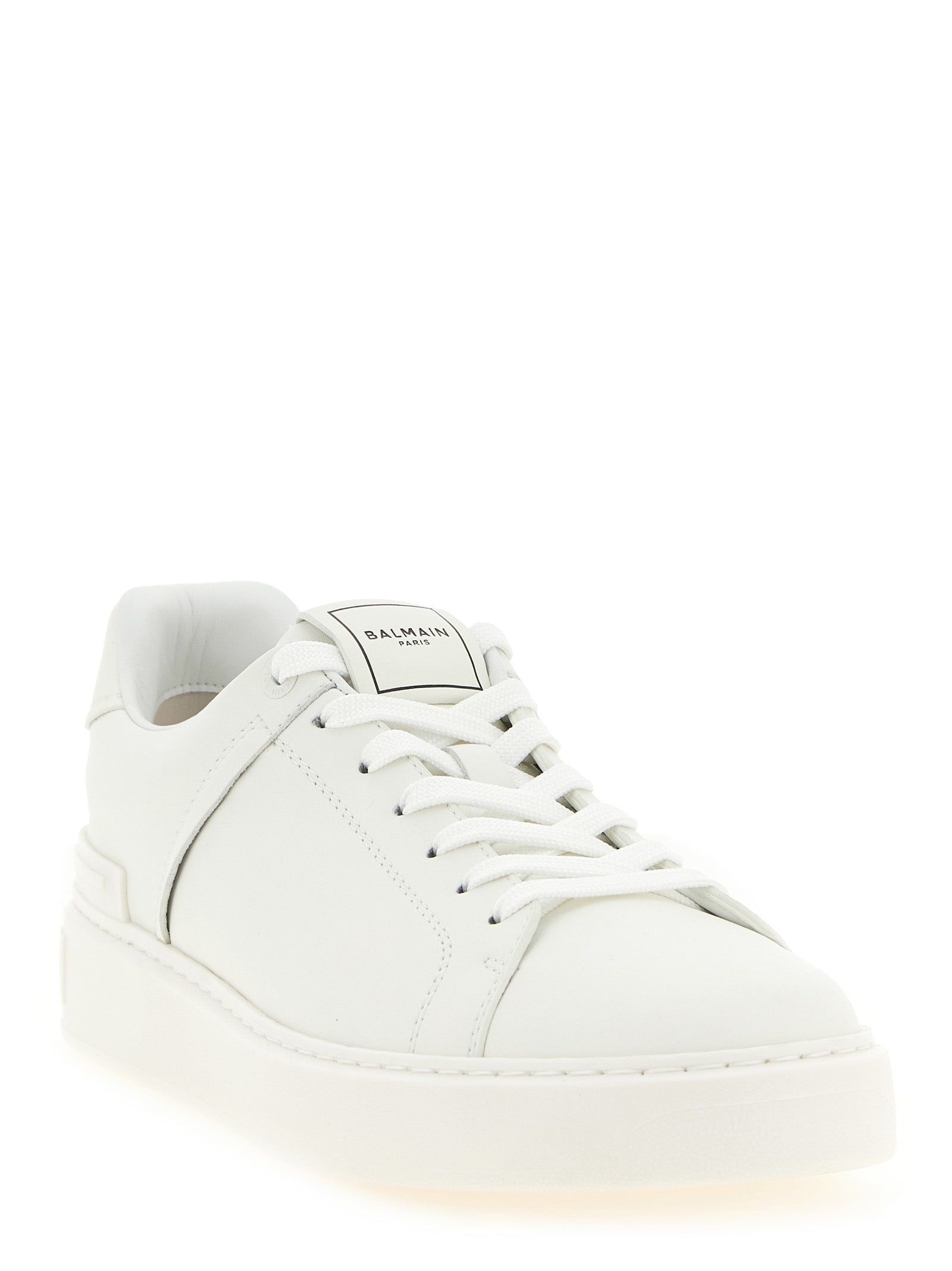 Balmain White Calfskin Low Top Sneakers