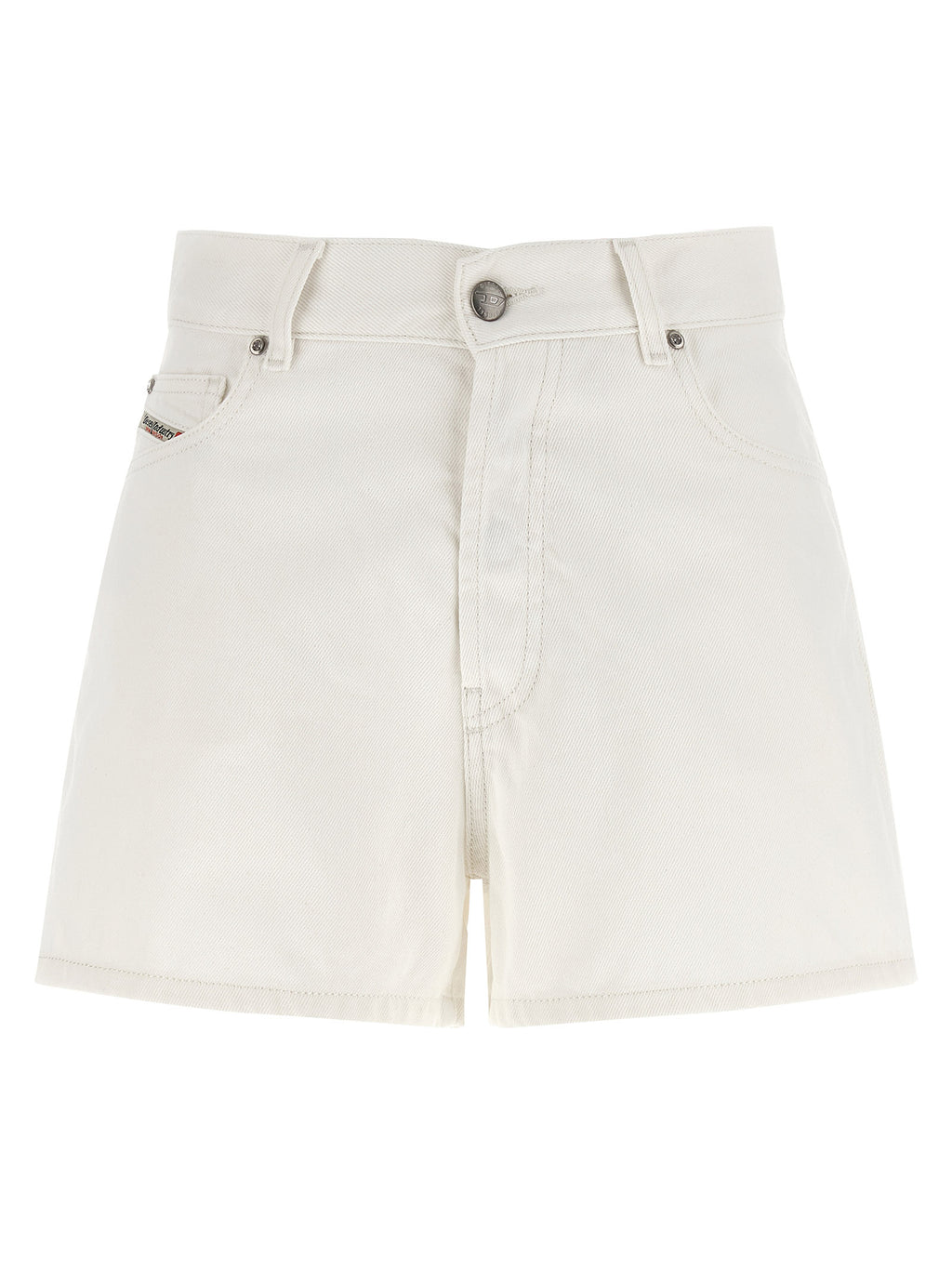 Diesel White Cotton Bermuda Shorts