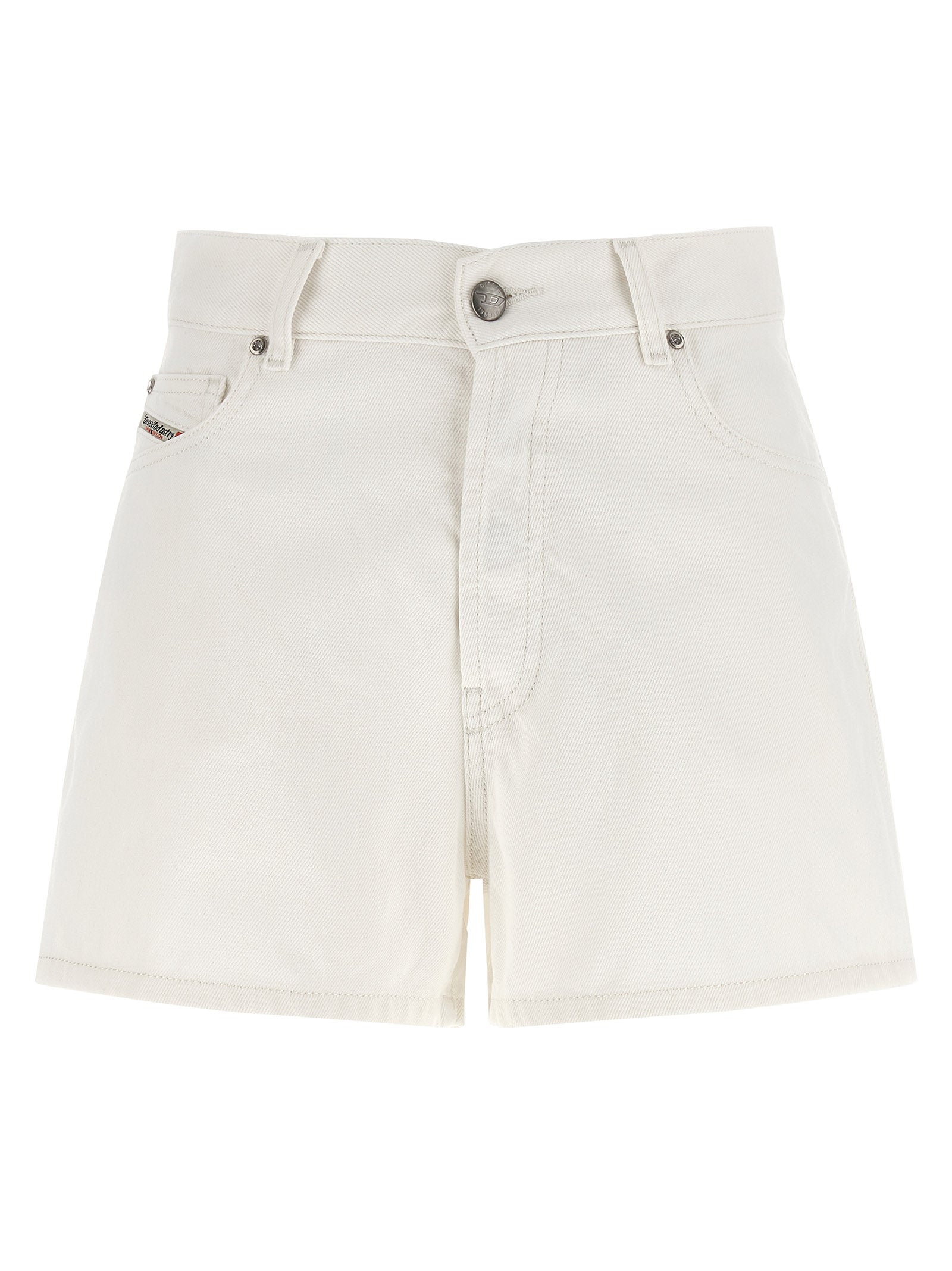 Diesel White Cotton Bermuda Shorts