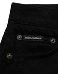 Dolce & Gabbana Black Cotton Mid Rise Denim Hot Pants Shorts