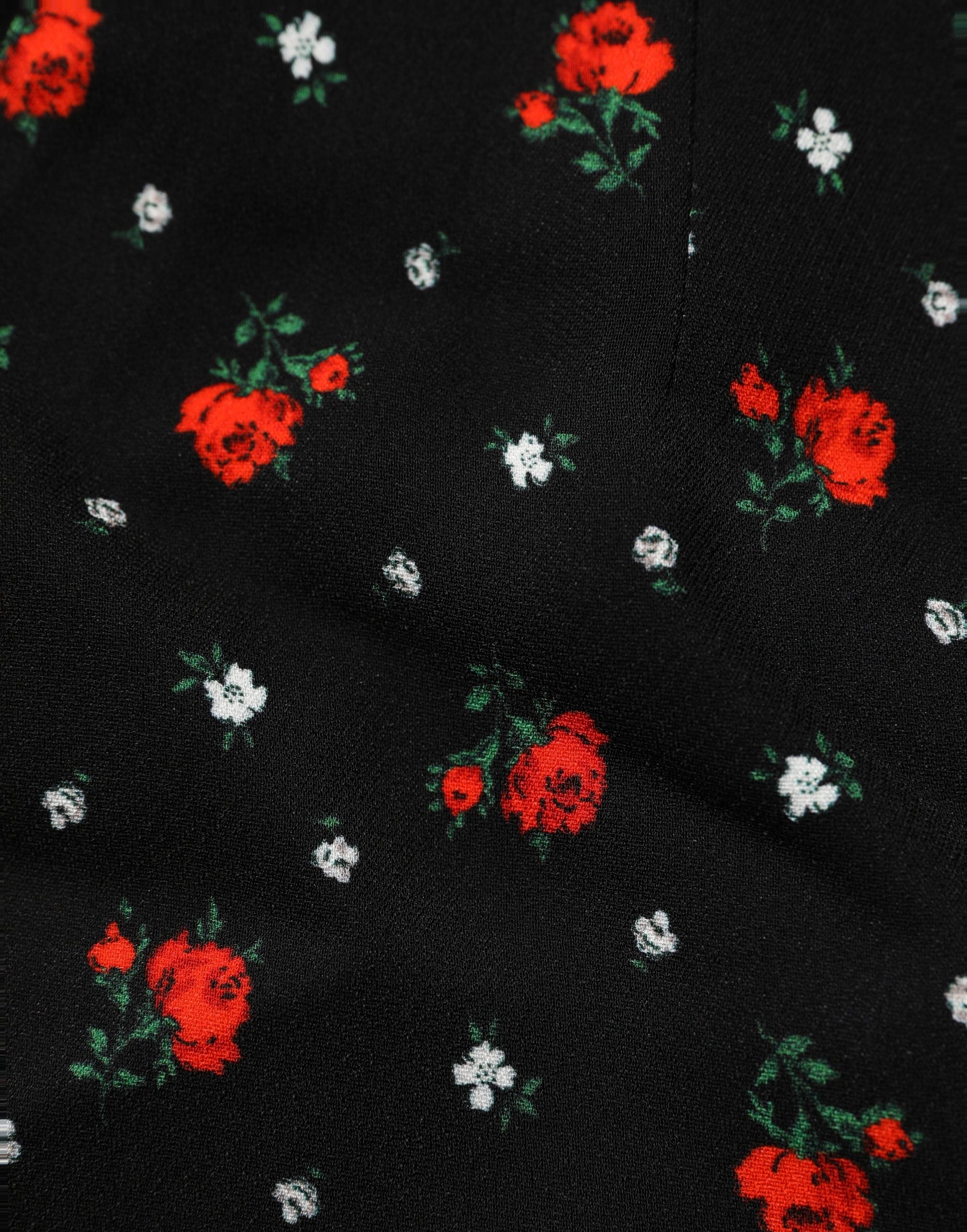 Dolce & Gabbana Black Floral High Rise Women Hot Pants Shorts