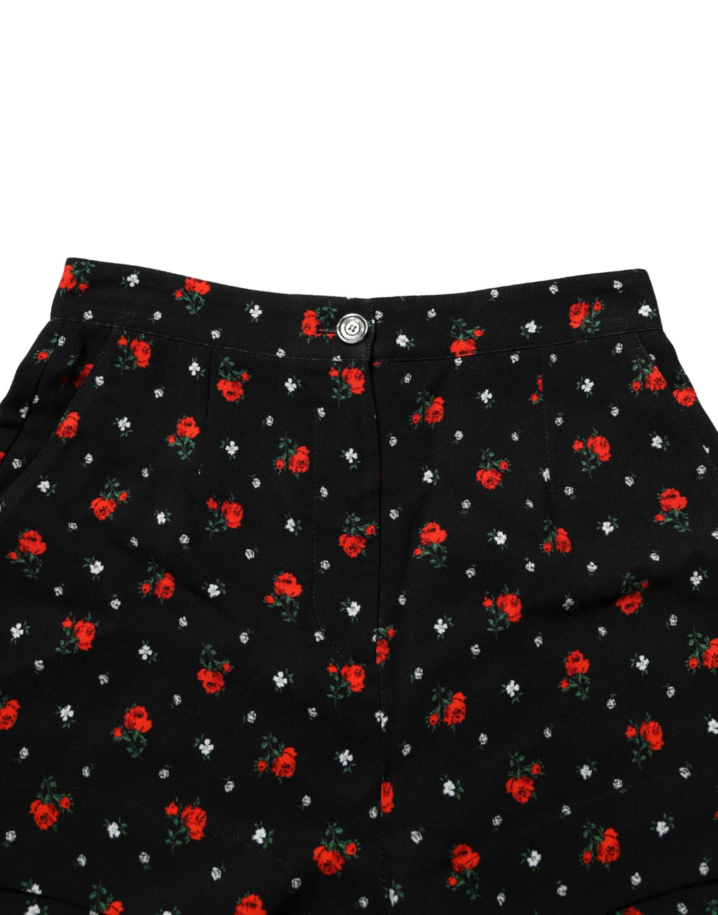 Dolce & Gabbana Black Floral High Rise Women Hot Pants Shorts