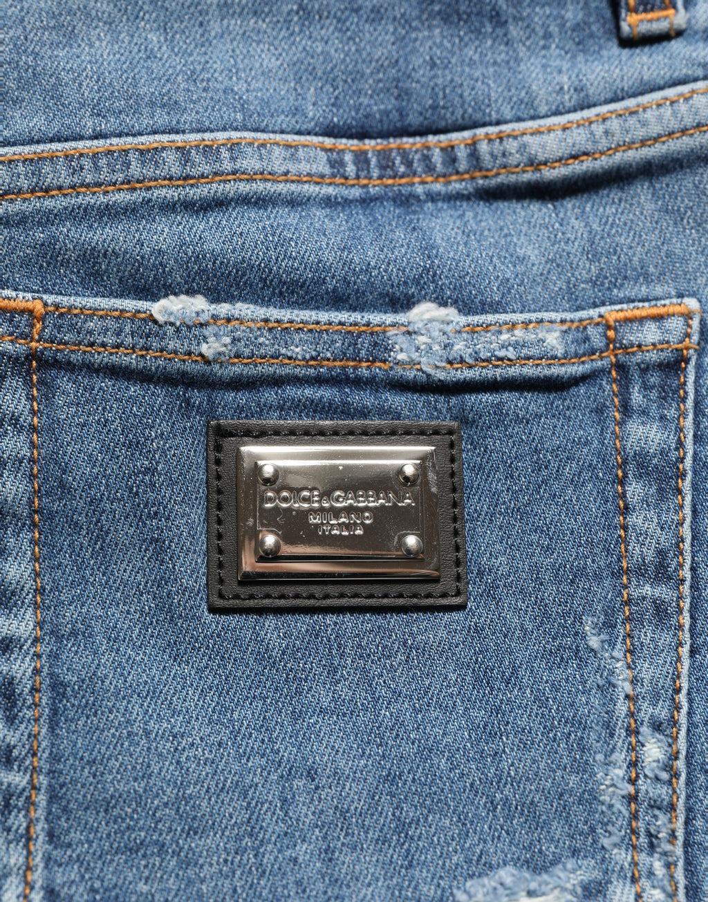 Dolce & Gabbana Blue Cotton High Rise Denim Hot Pants Shorts