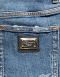 Dolce & Gabbana Blue Cotton High Rise Denim Hot Pants Shorts