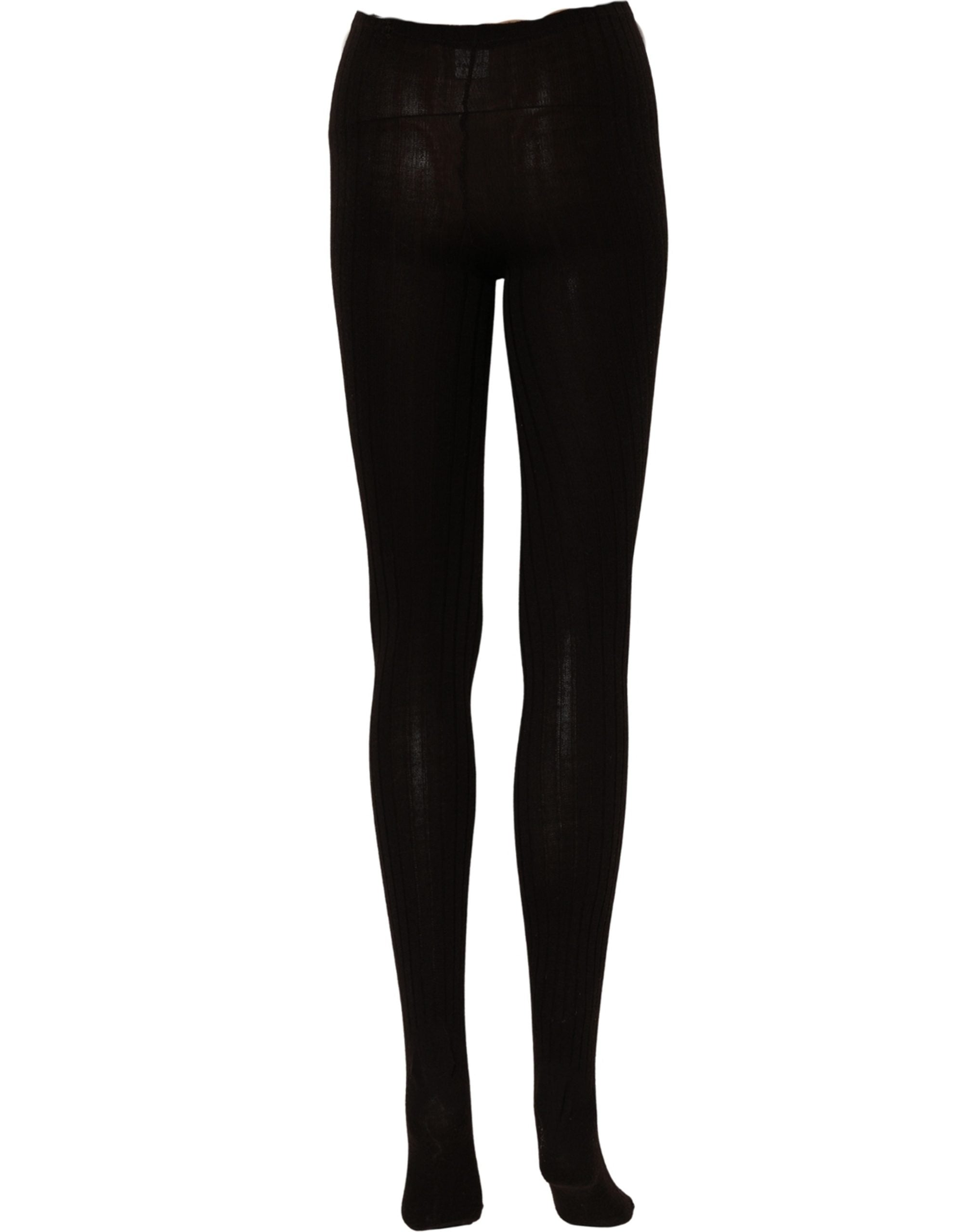 Dolce & Gabbana Black Wool Tights Stocking Pantyhose One Size Socks